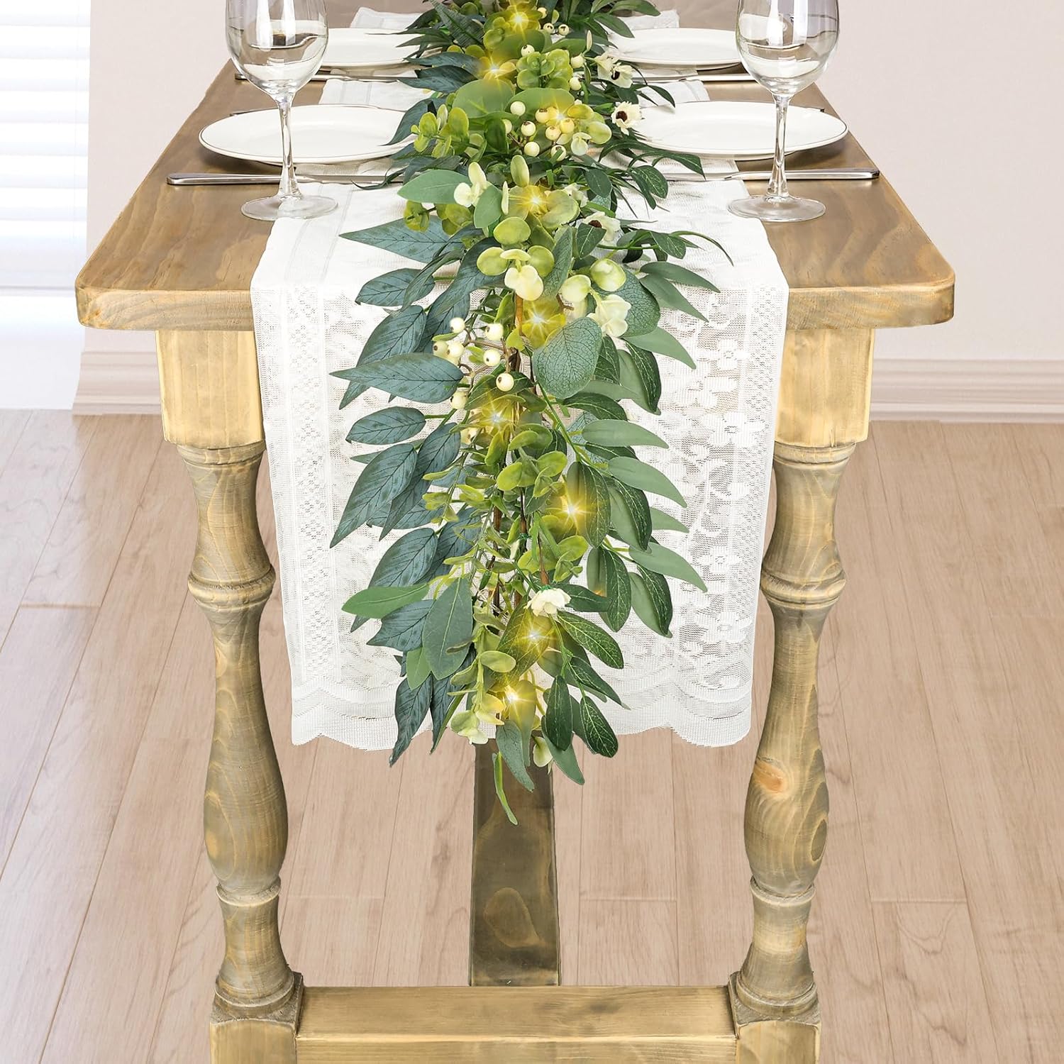 Artgar Eucalyptus Garland with Lights 6 Ft Home Decor
