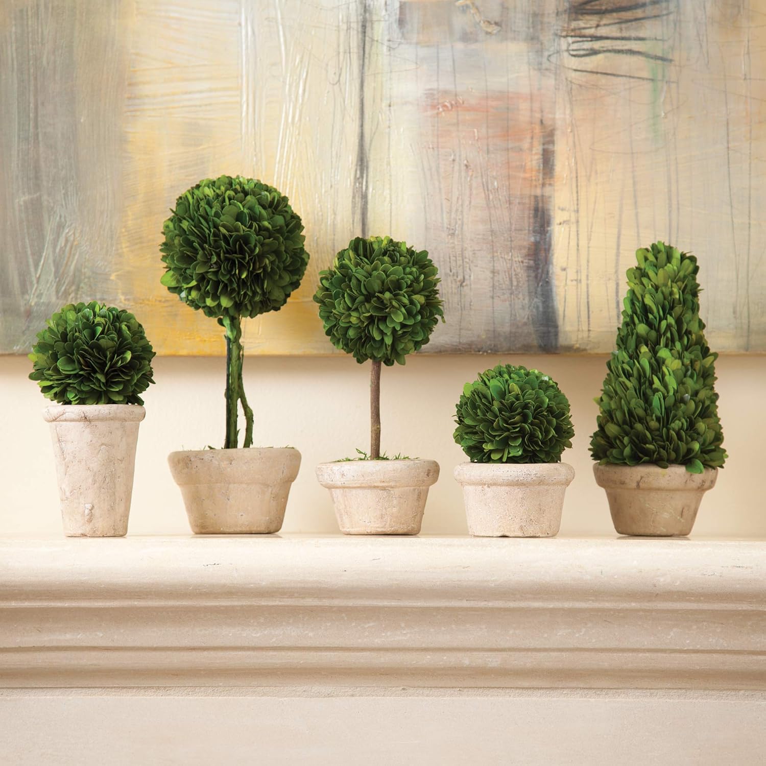 Traditional Garden Boxwood Topiaries Set Of 5 Green