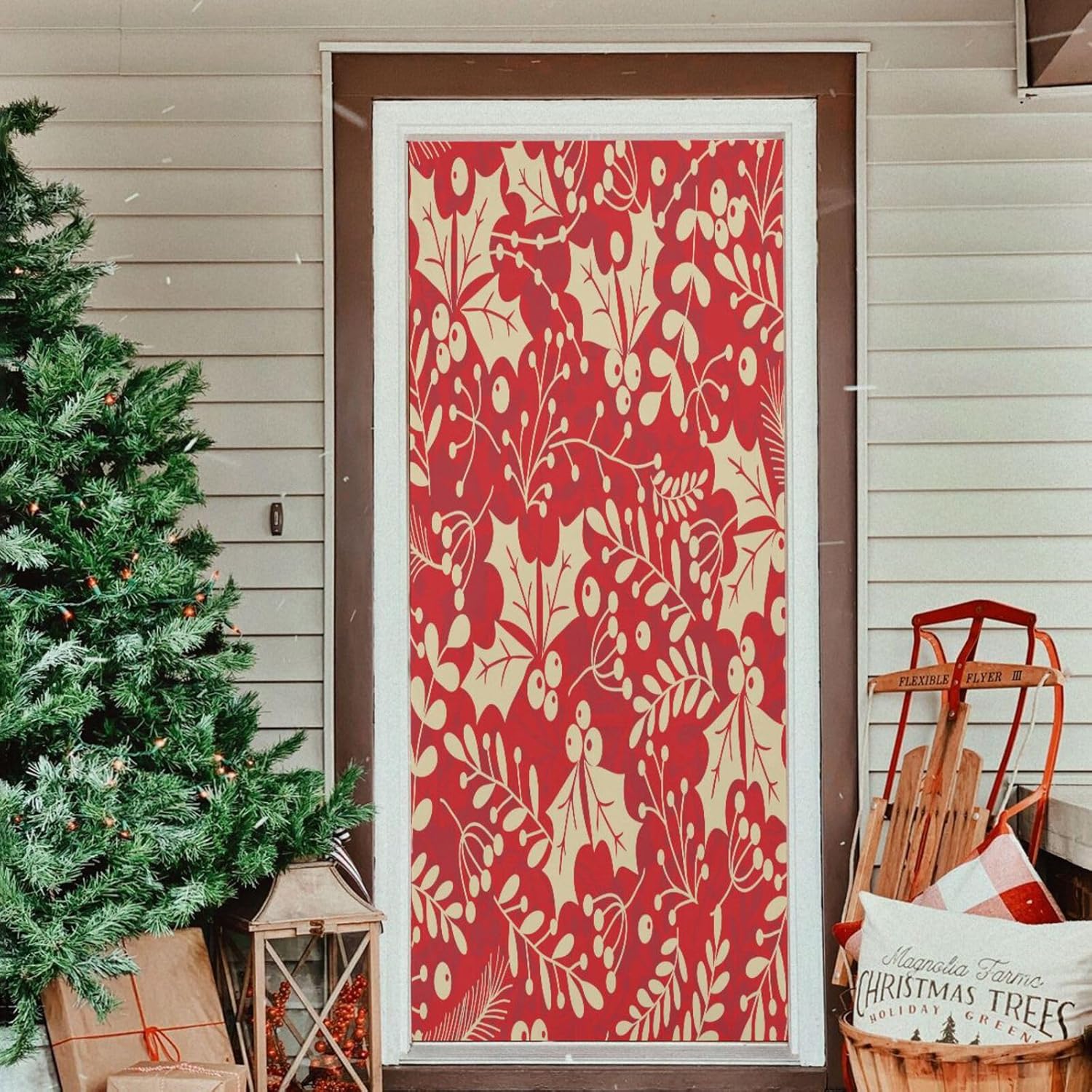 Susiyo Holly Leaves Berries Halloween Door Cover