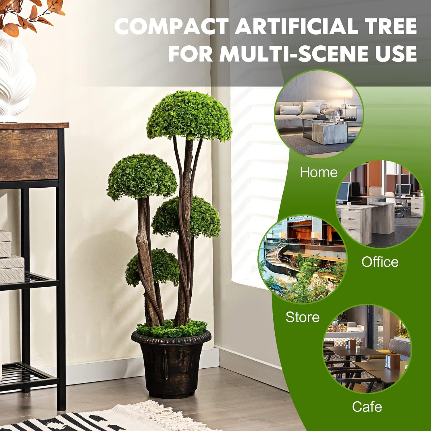 3ft Artificial Cypress Topiary Tree with Retro Cement Pot