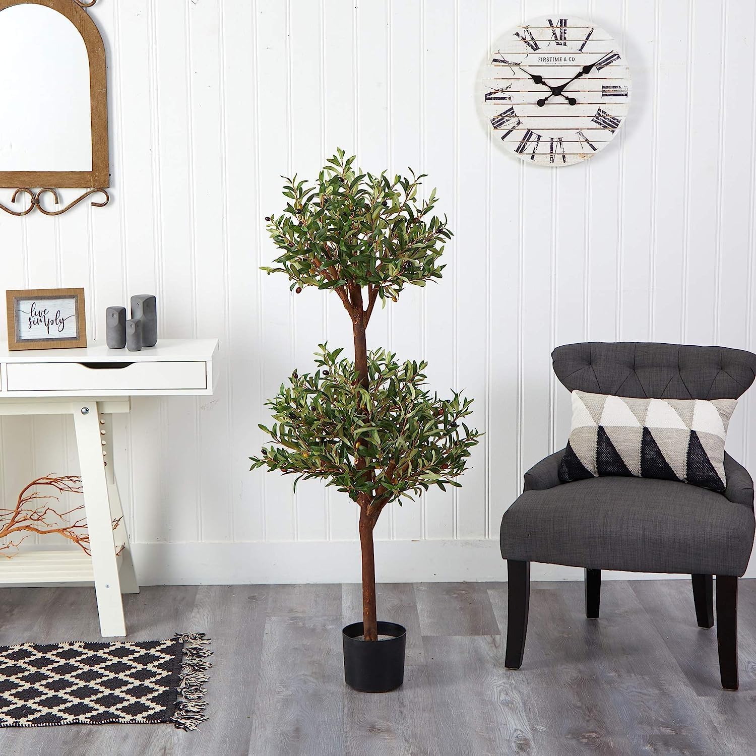 Nearly Natural 5309 Olive Double Topiary Silk Tree 45 Feet Green