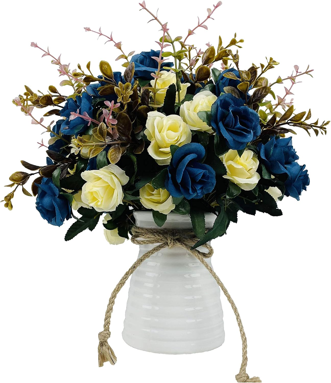NAWEIDA Artificial Flowers with Vase Navy Blue