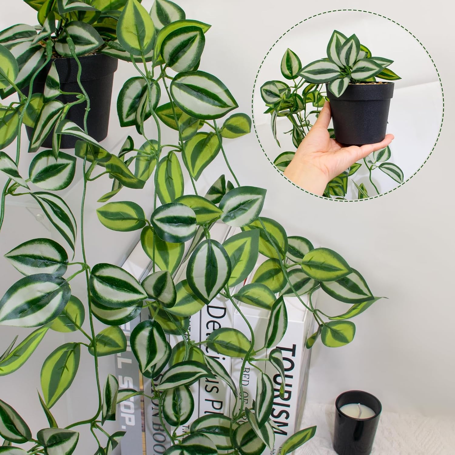 Artificial Hanging Vine Plant 39-Inch Black Pot