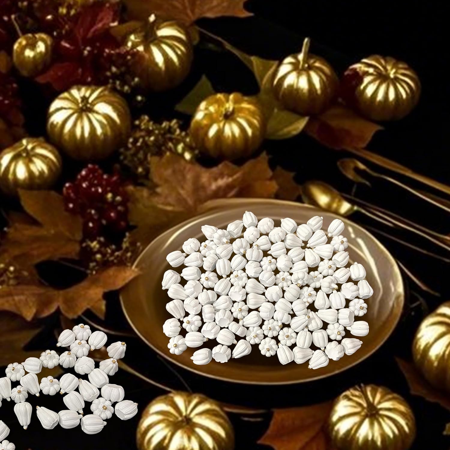 FESTGLOX 100Pcs Mini Resin Pumpkins for Fall Decor