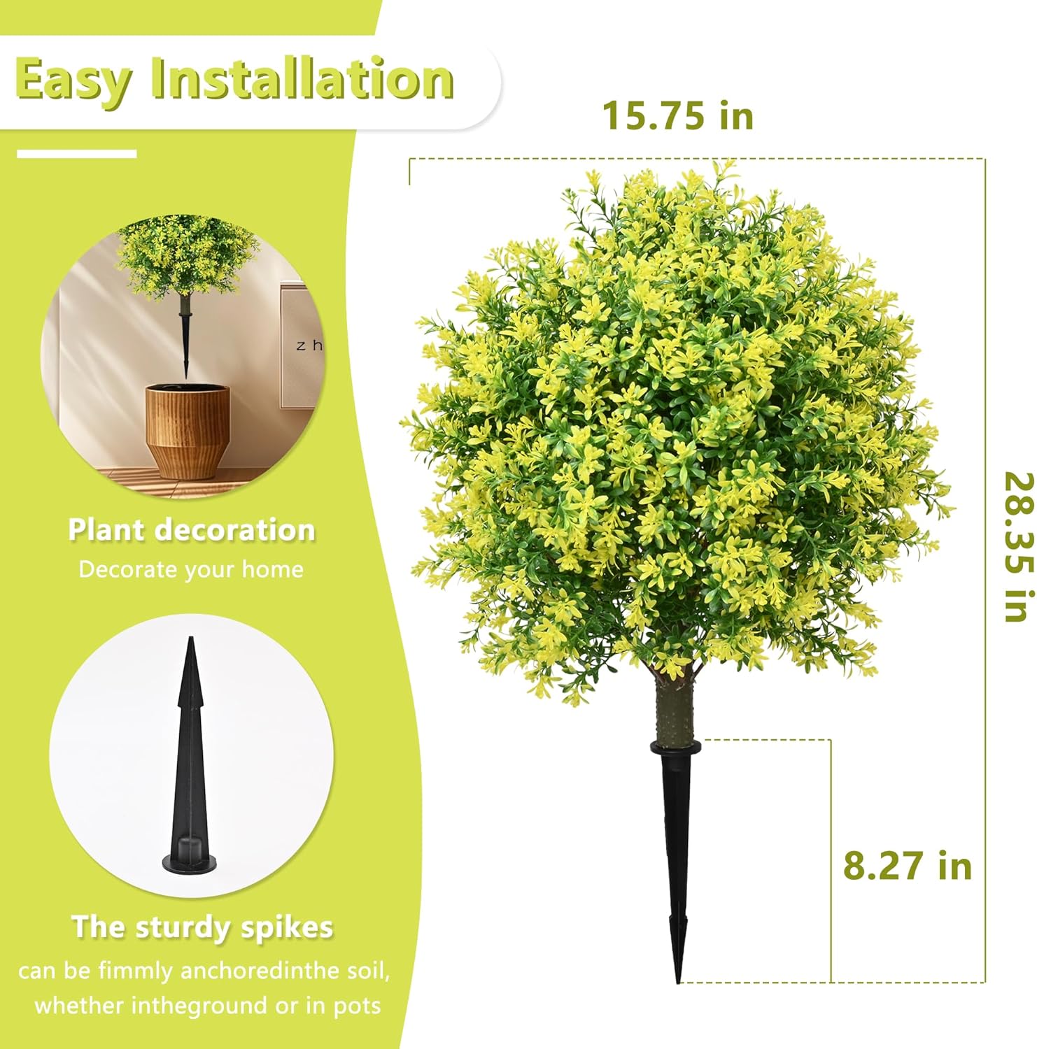 28 Inch Artificial Boxwood Topiary Tree Yellow