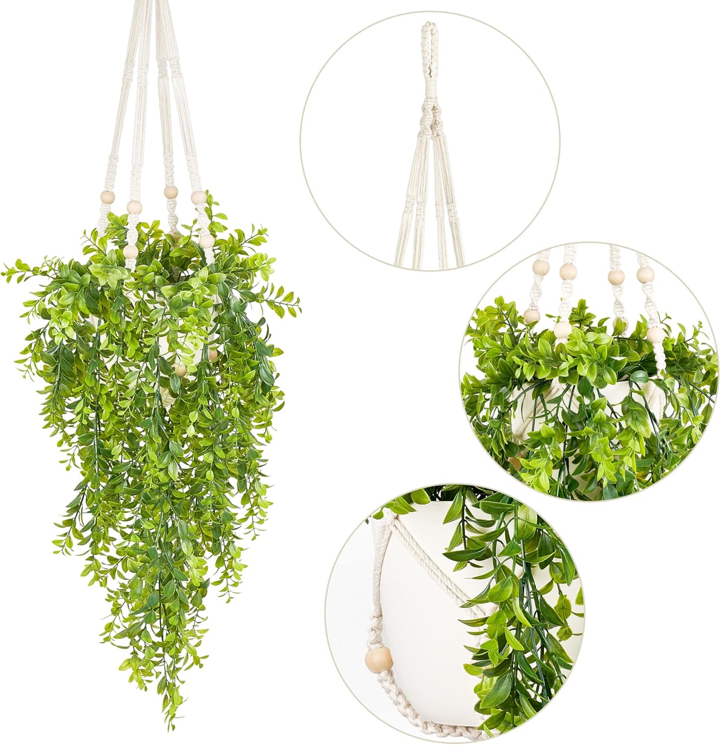 Mkono Fake Hanging Plant with Pot Set