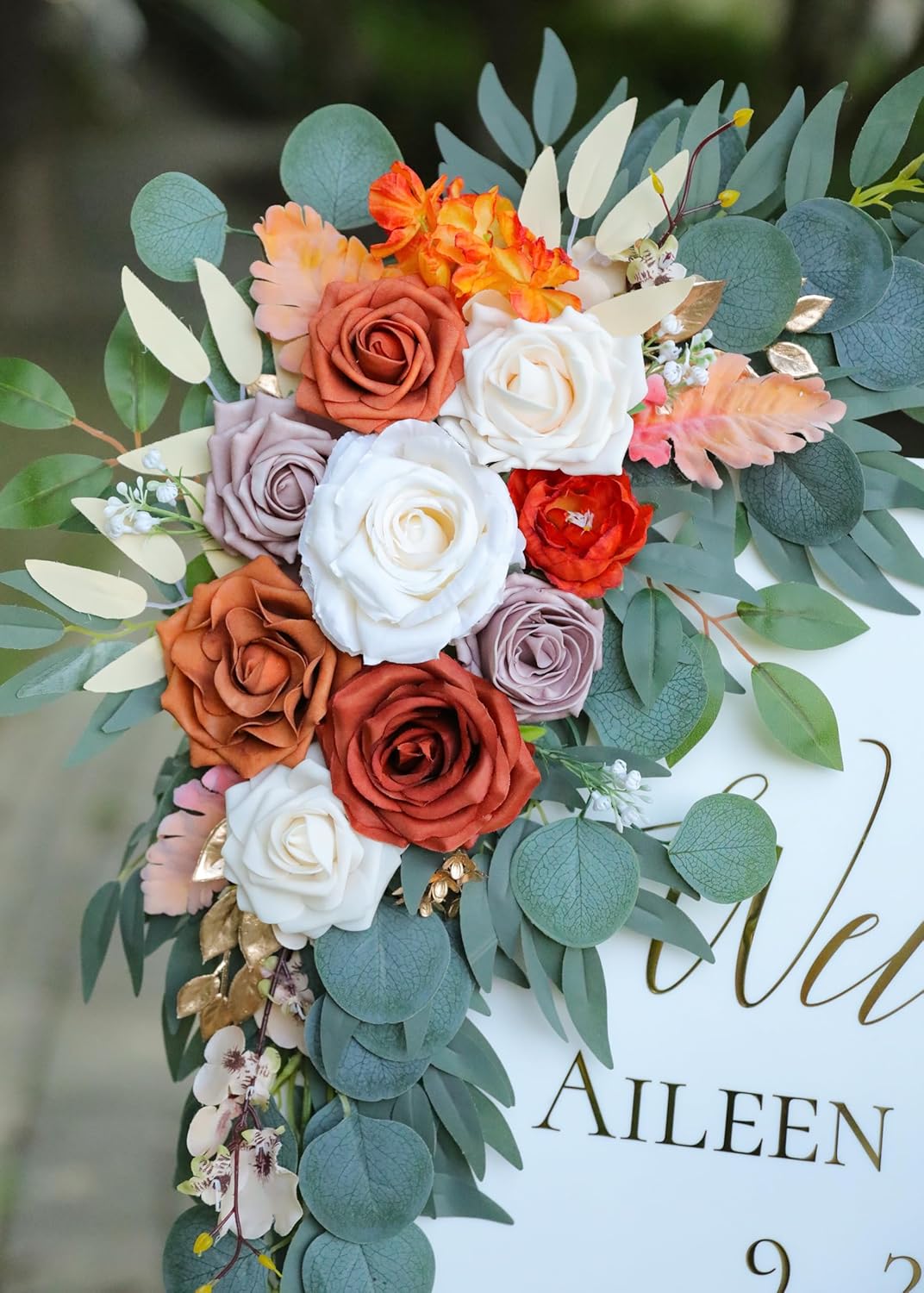 Burnt Orange Wedding Arch Flowers Set of 2