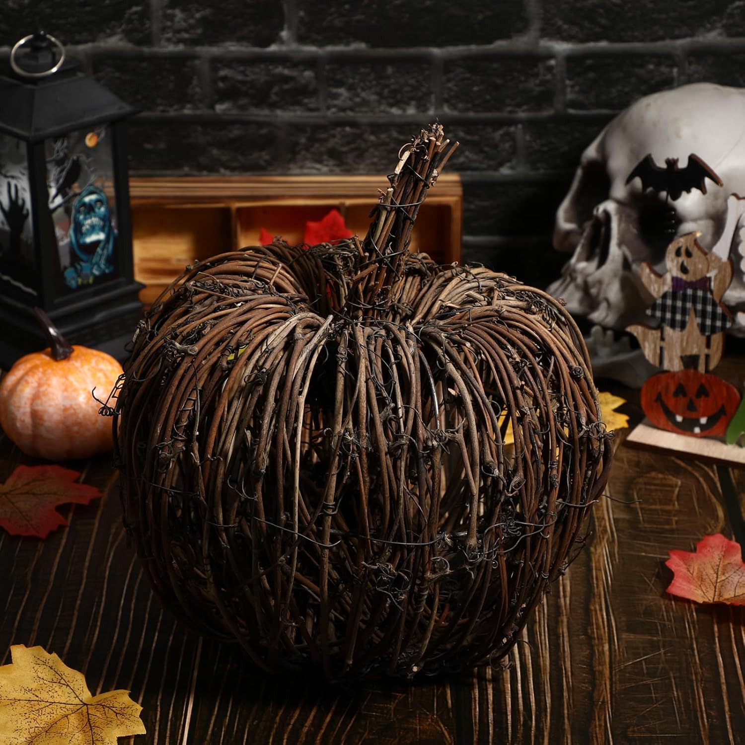 Handmade Wicker Rattan Pumpkin Halloween Decor