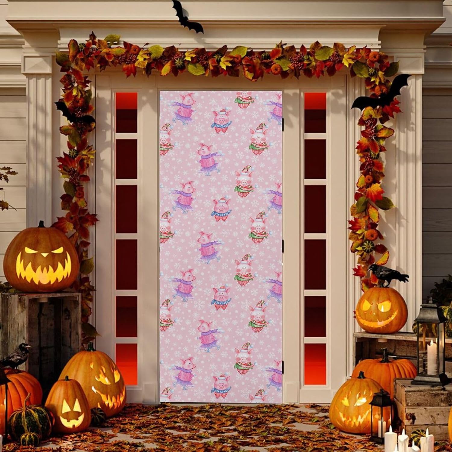 Susiyo Funny Pigs Christmas Door Cover Decoration