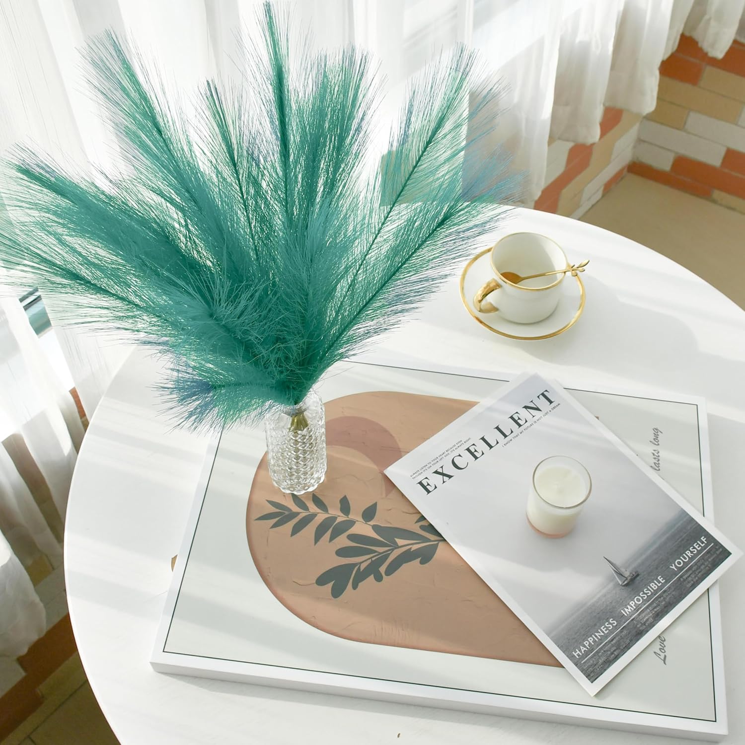 Mandys Teal Silk Pampas Grass Bouquet 20 Stems
