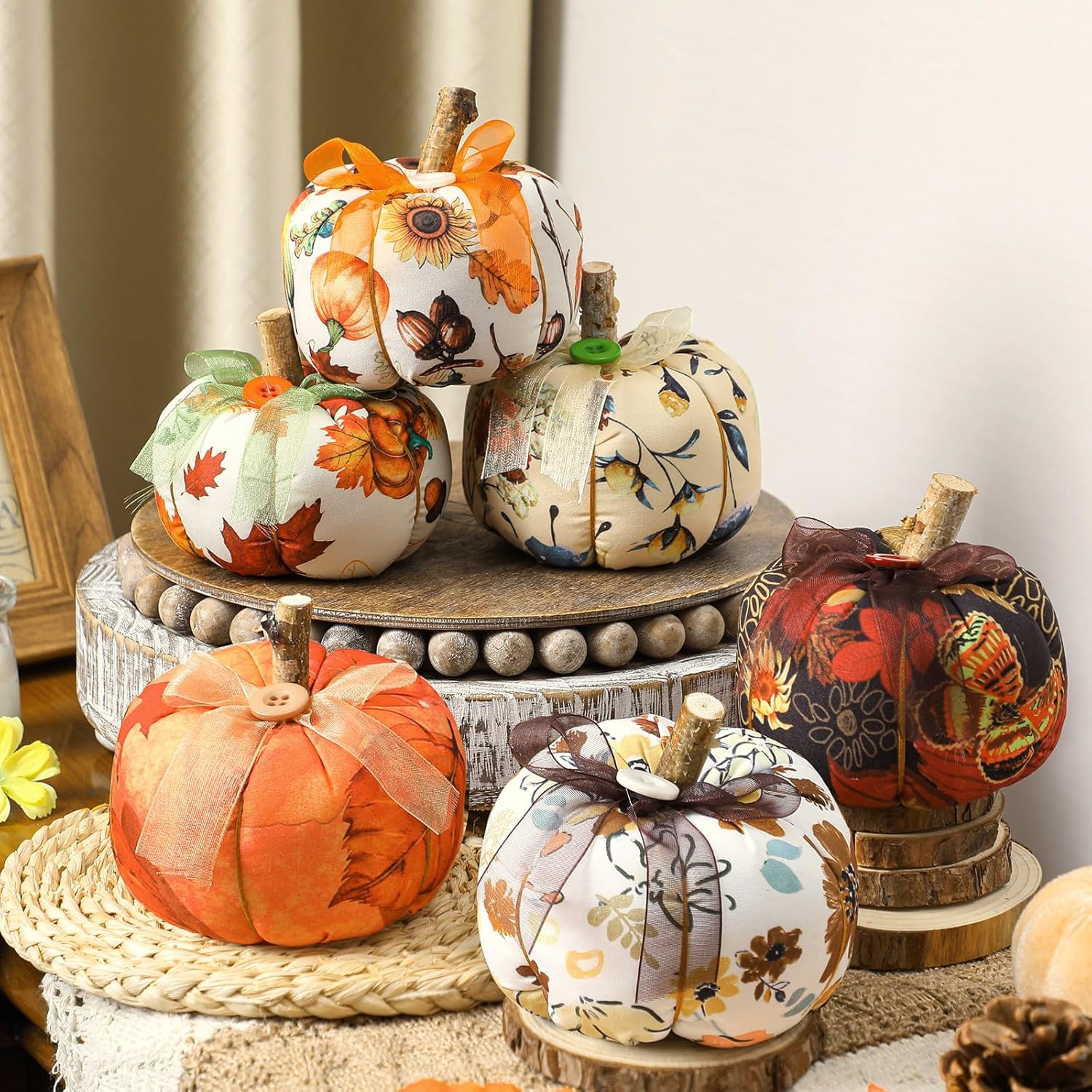 Chunful 6PCS Artificial Pumpkins Fall Decor Set
