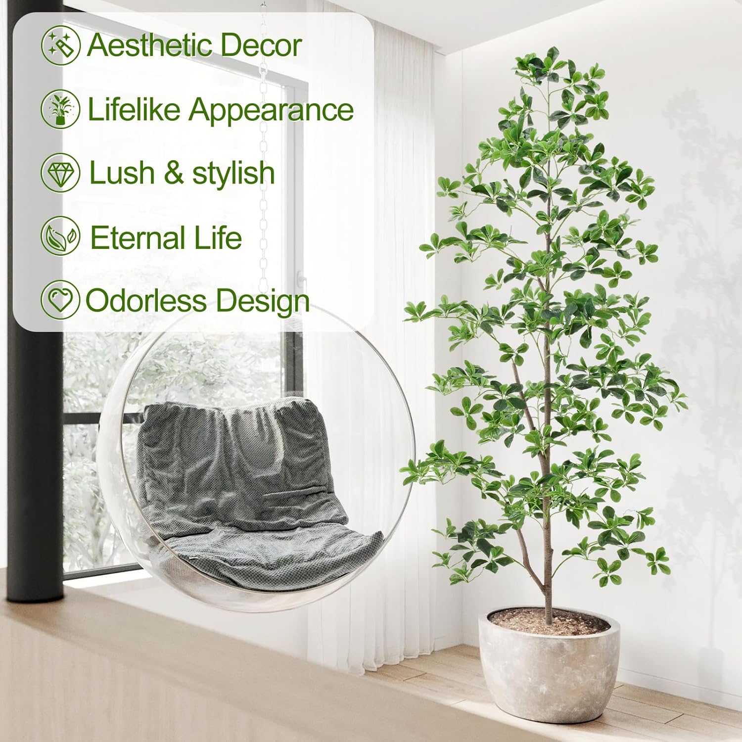 7ft Tall Artificial Black Olive Tree with 1260 Lifelike Leaves