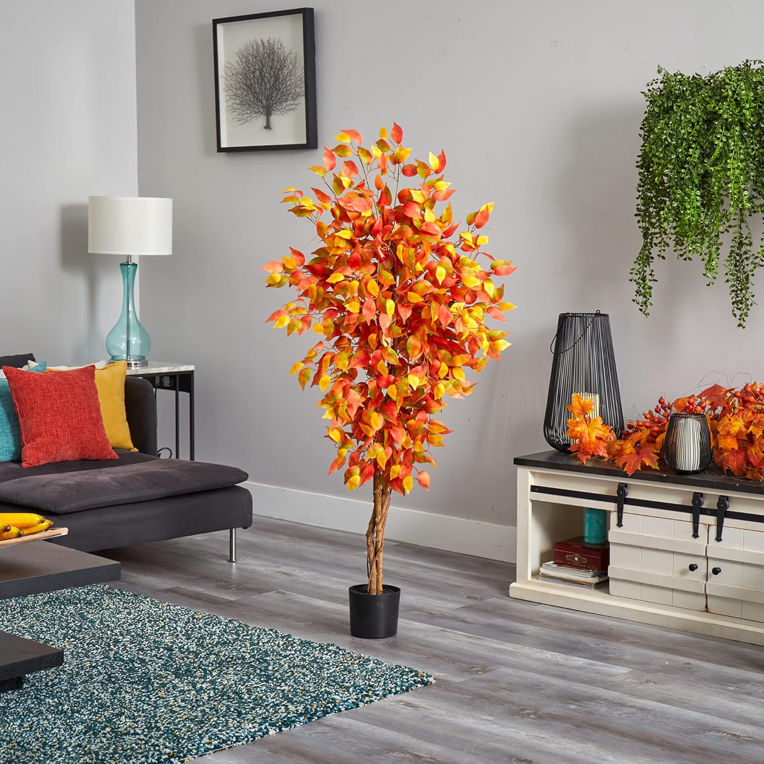 Nearly Natural 5ft Autumn Ficus Artificial Tree
