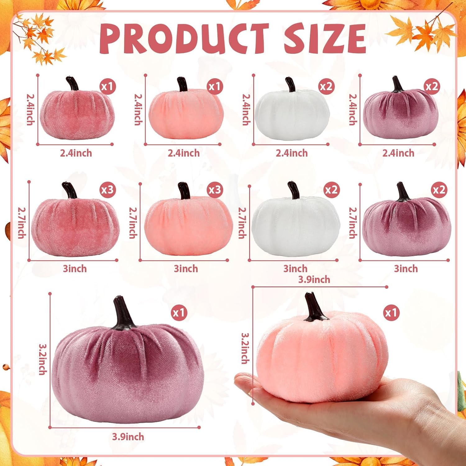 18Pcs Fall Velvet Pumpkin Decor Set for Halloween Thanksgiving