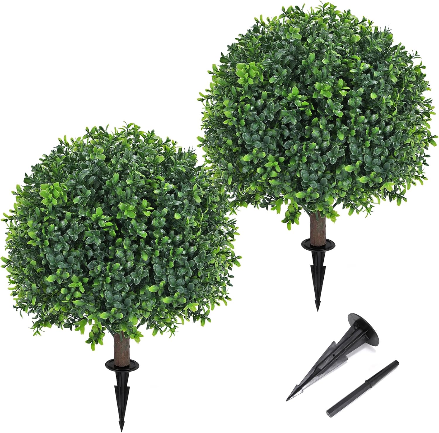 Artificial Boxwood Topiary Ball Tree 24 Set of 2