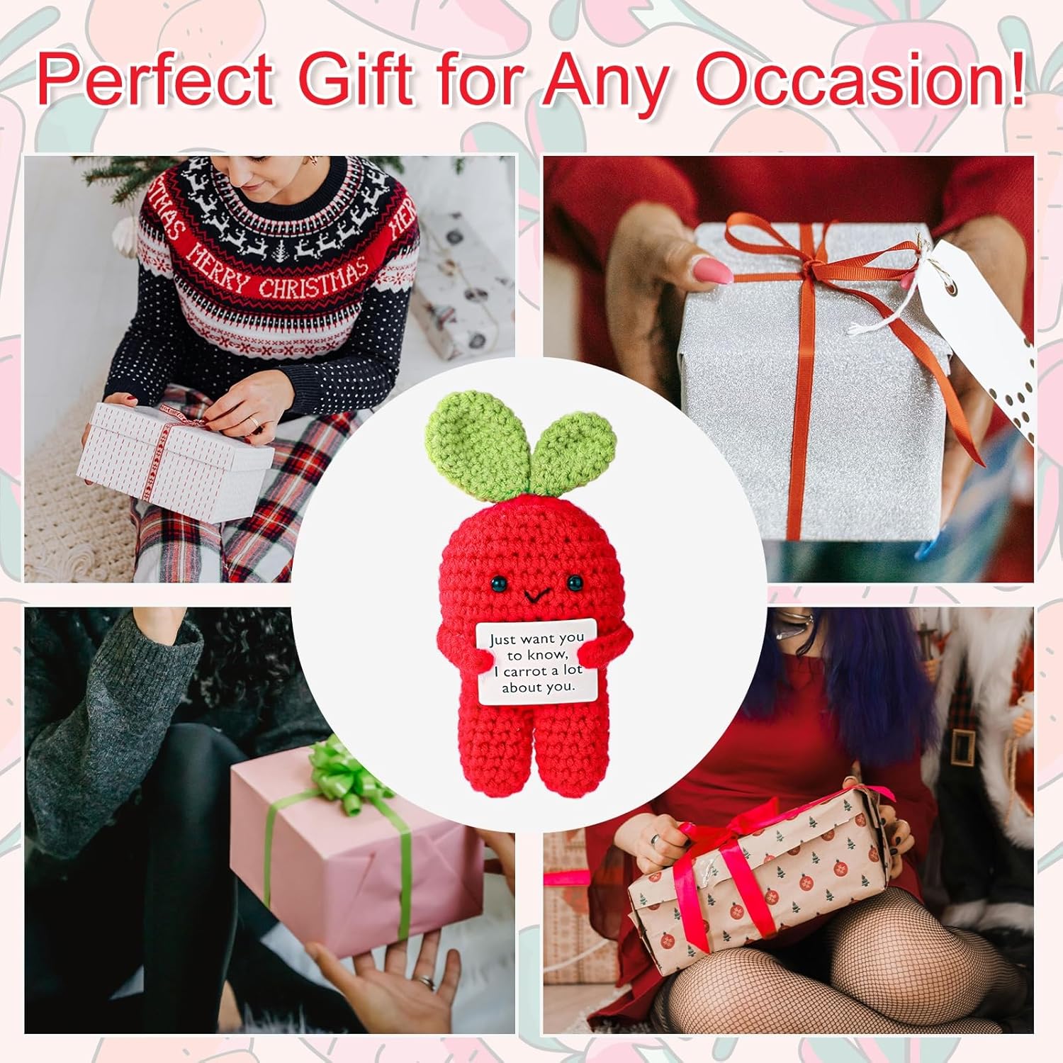 TOYMIS Positive Carrot Crochet Ornament Gift
