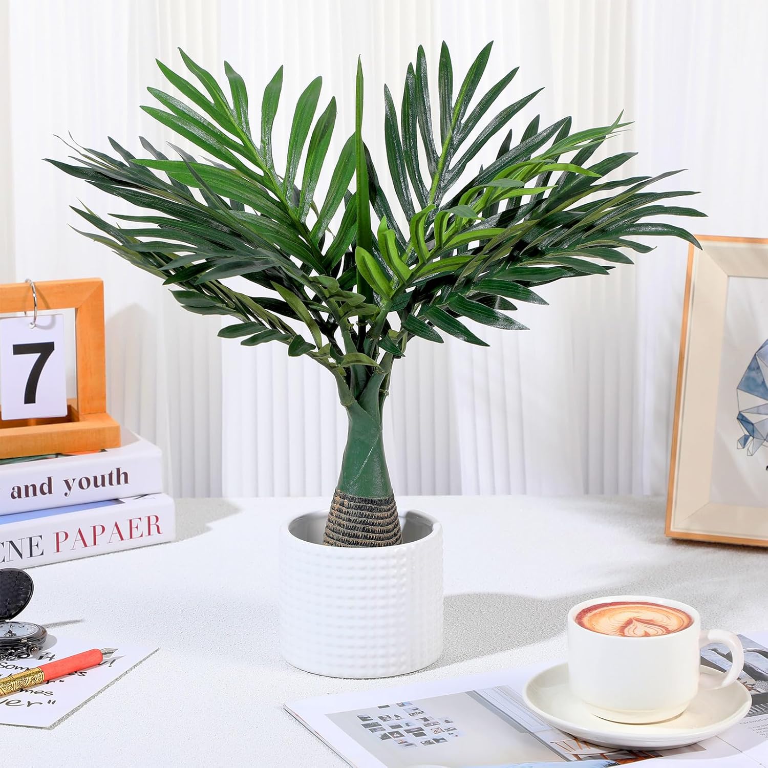 Jexine 4 Pcs 16 Inch Artificial Palm Tree Set