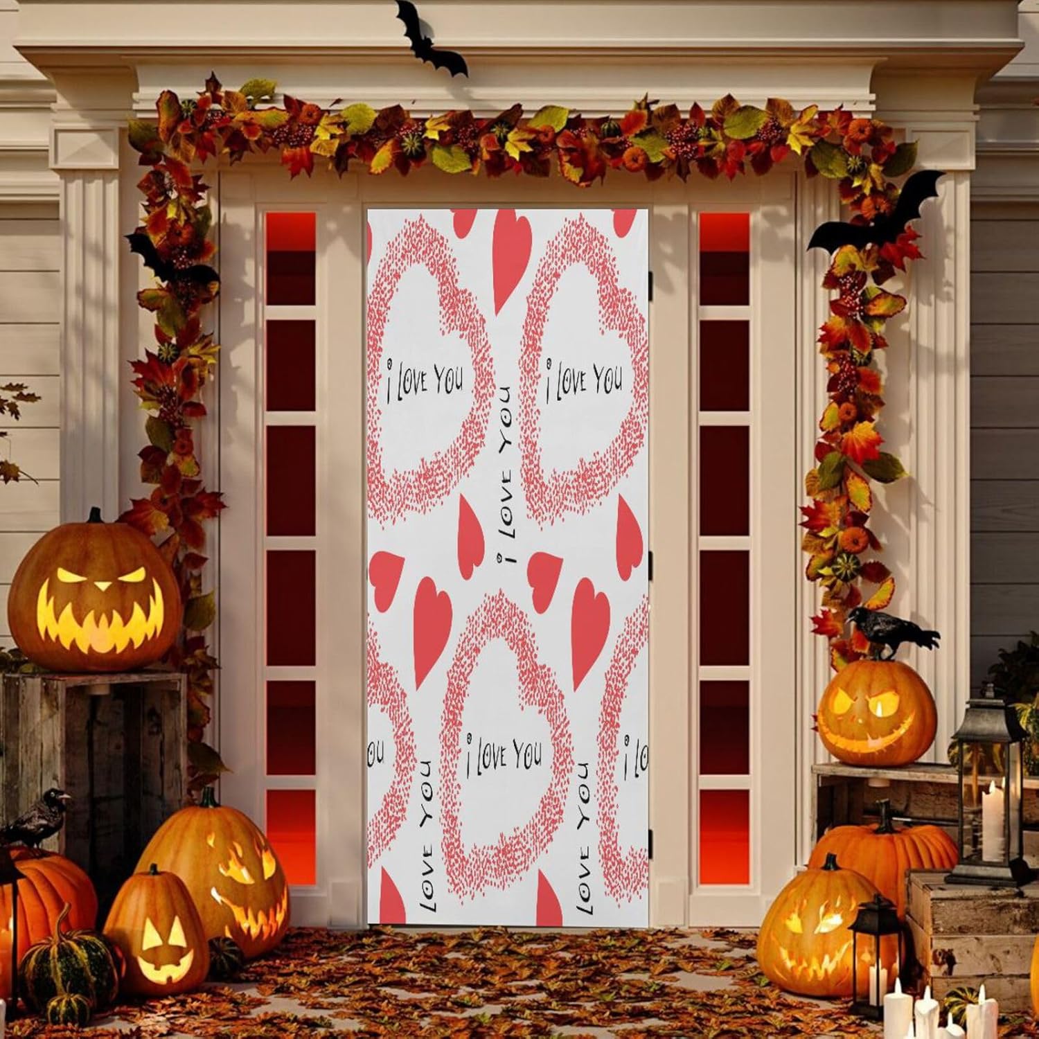 Susiyo Plush Red Heart Halloween Door Cover 32x79 In