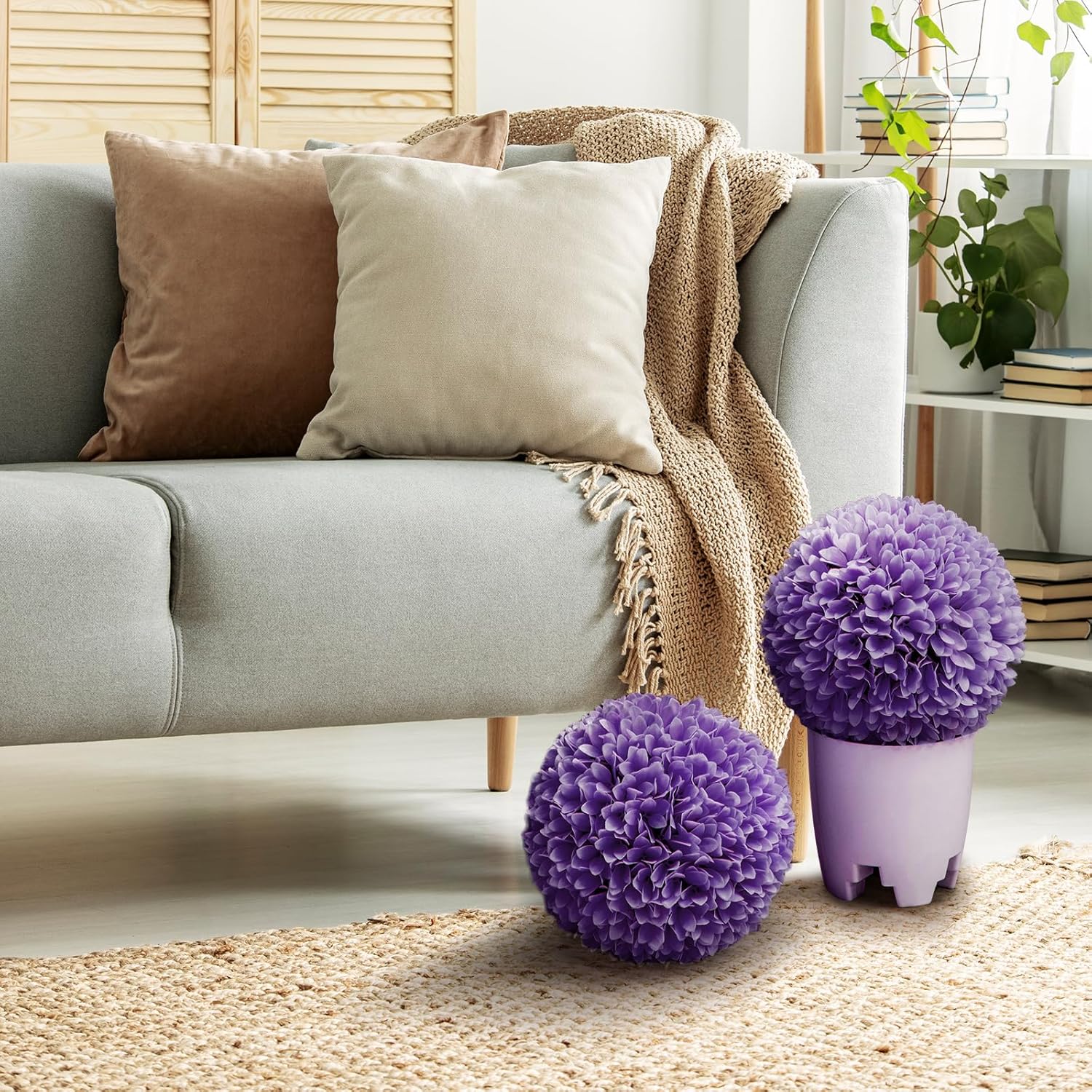 Goplus 11 Inch Artificial Topiary Balls Purple Set of 2