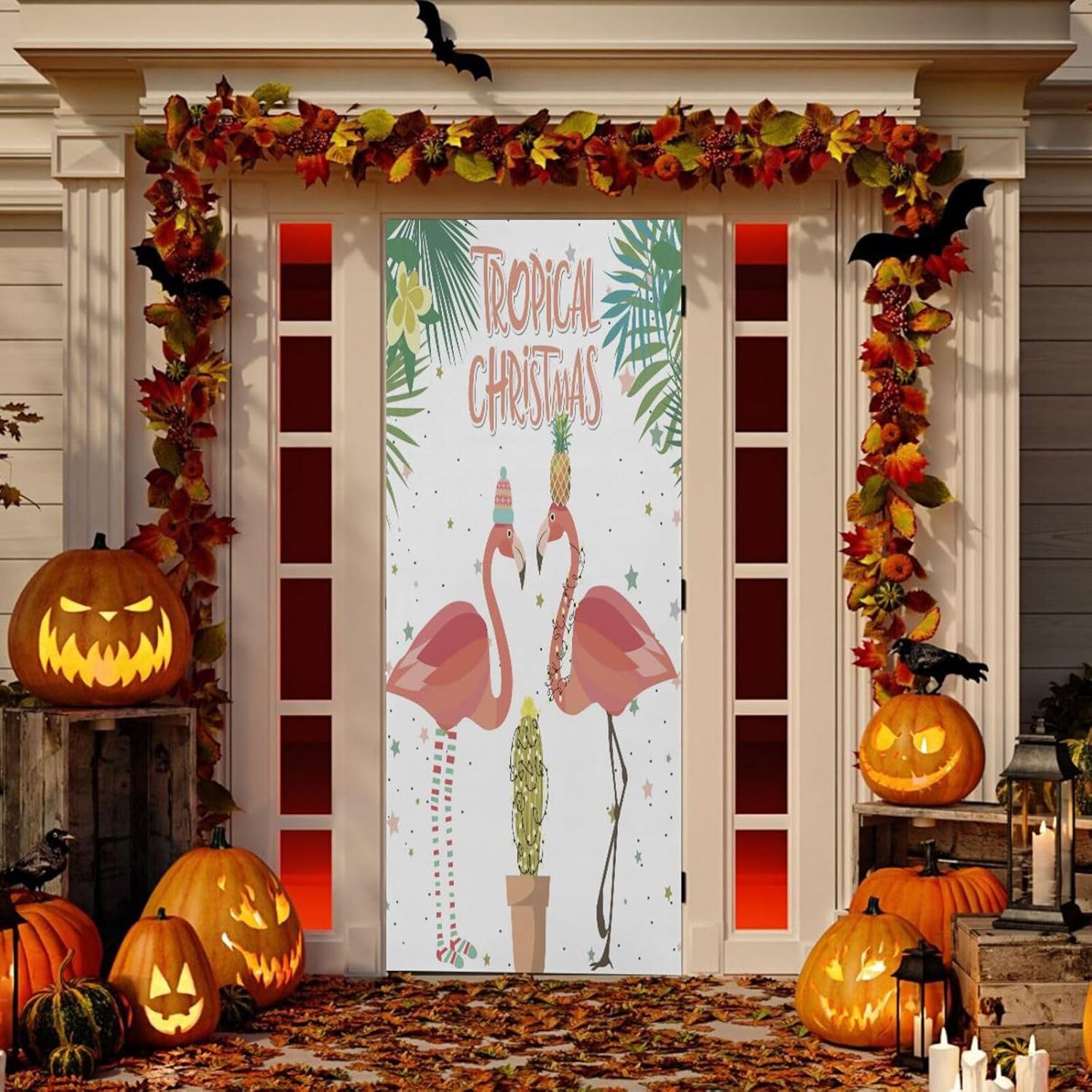 Susiyo Tropical Tree Flamingo Door Cover 35x79 Inch 1