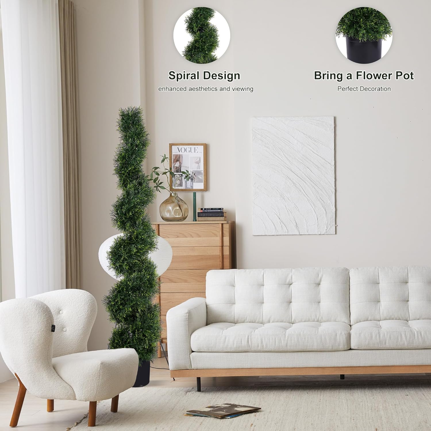 5FT Spiral Artificial Topiary Trees Set of 2