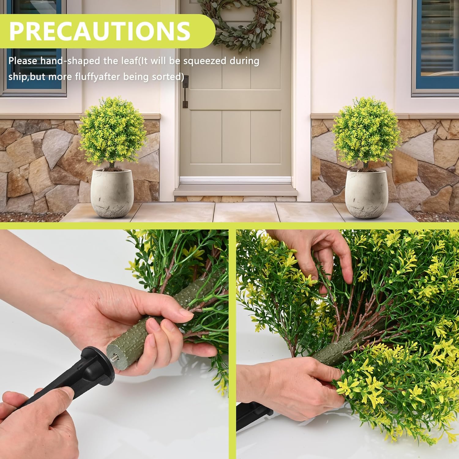 28 Inch Artificial Boxwood Topiary Tree Yellow