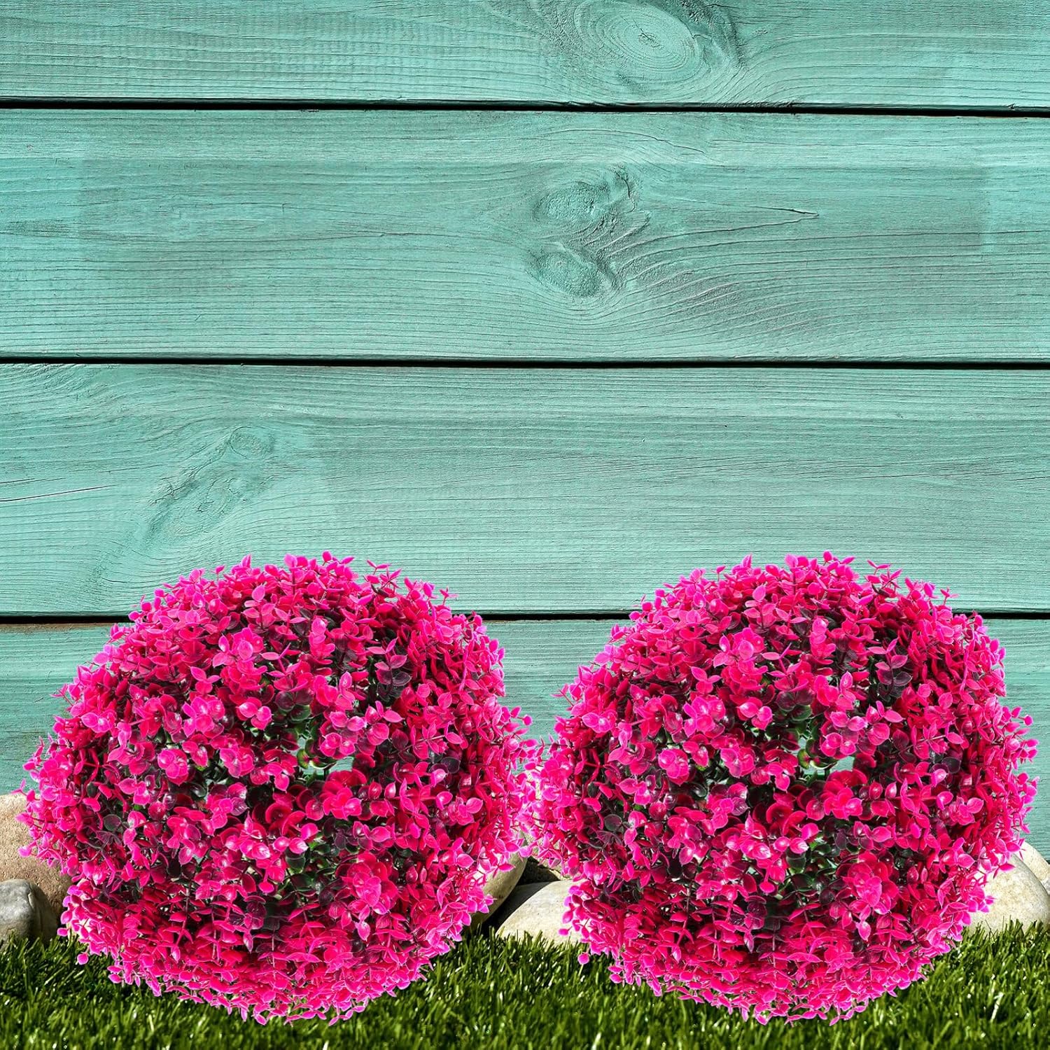 LIOOBO Artificial Topiary Balls Purple Eucalyptus Decor
