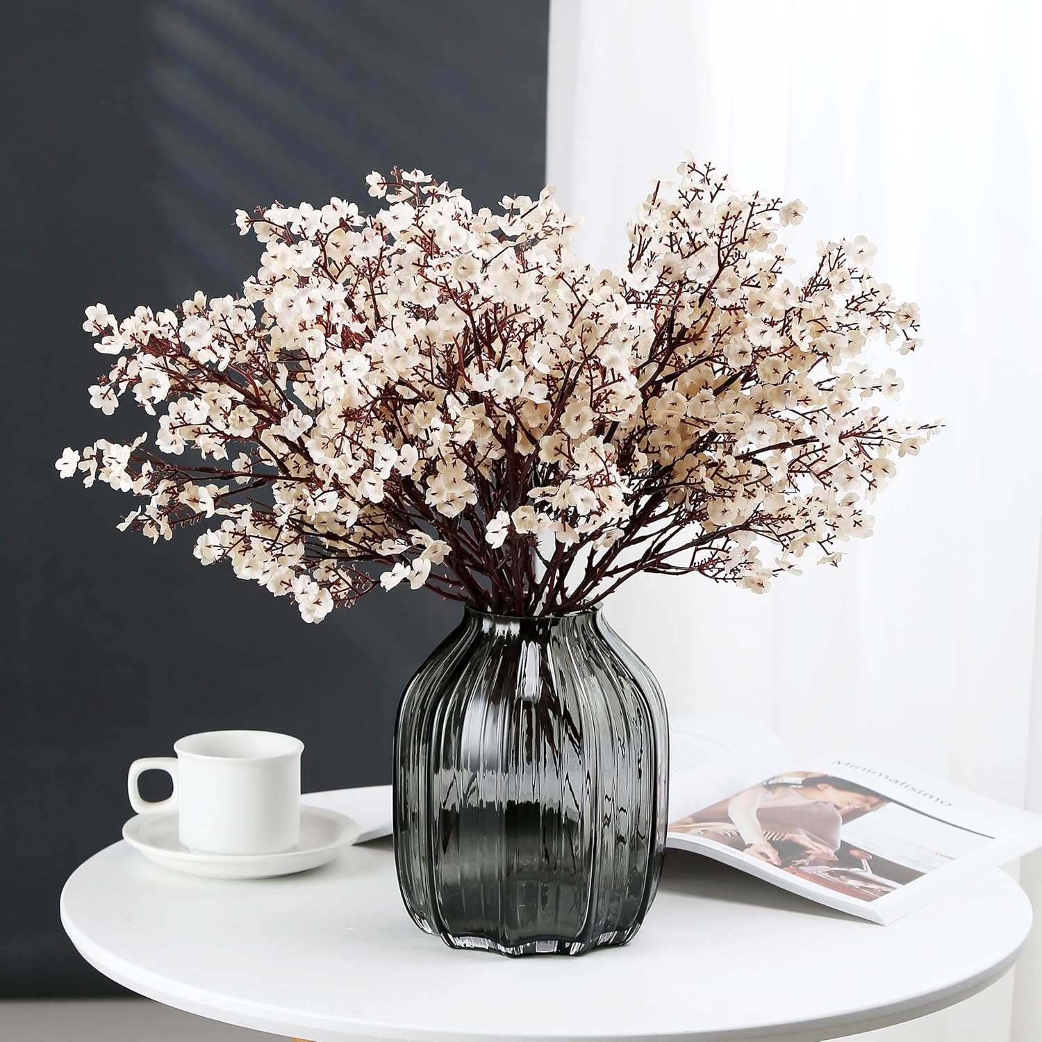 JAKY-Global Artificial Babys Breath Flowers 6 Bundle Beige