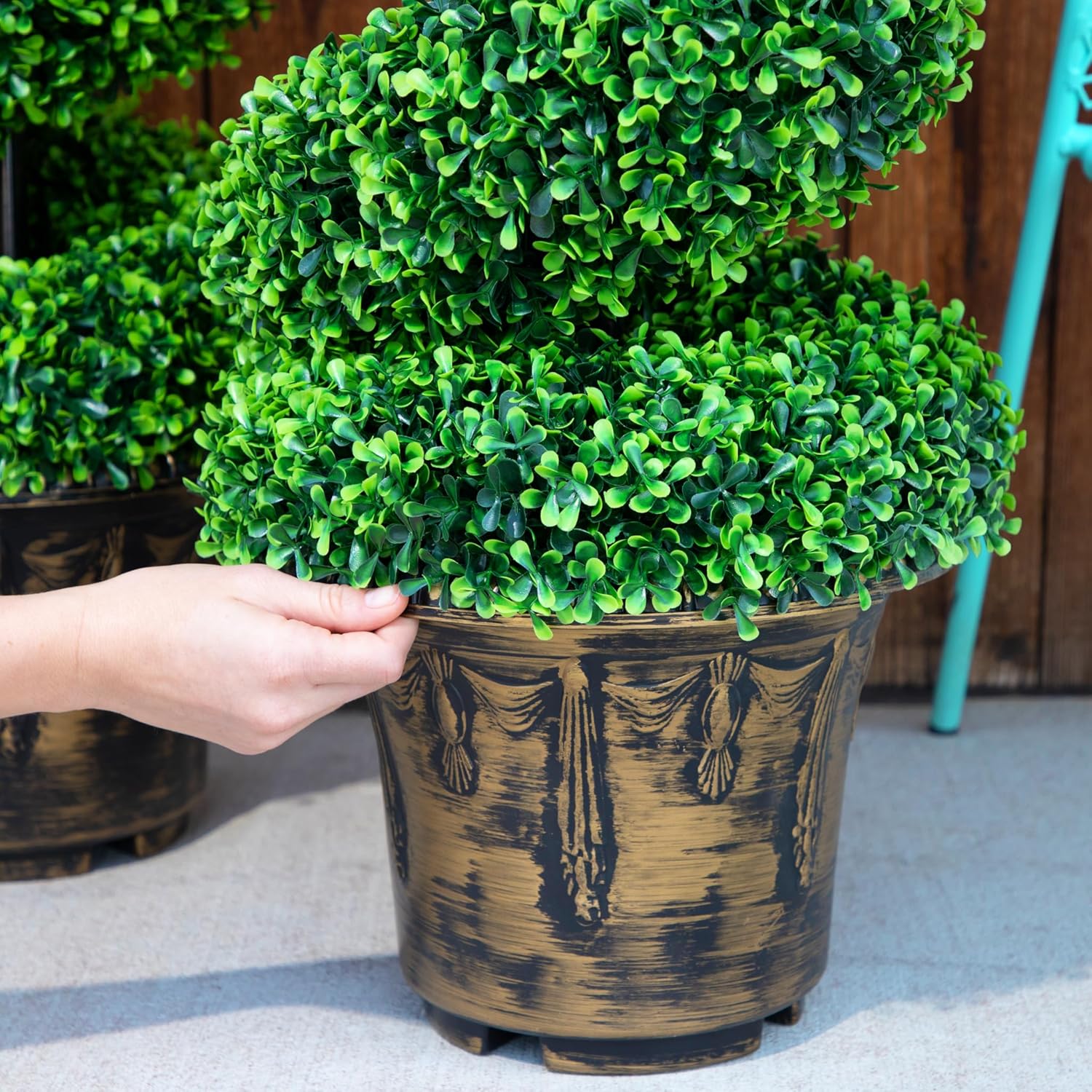 2-Pack Faux Boxwood Spiral Topiary Trees 3ft Tall