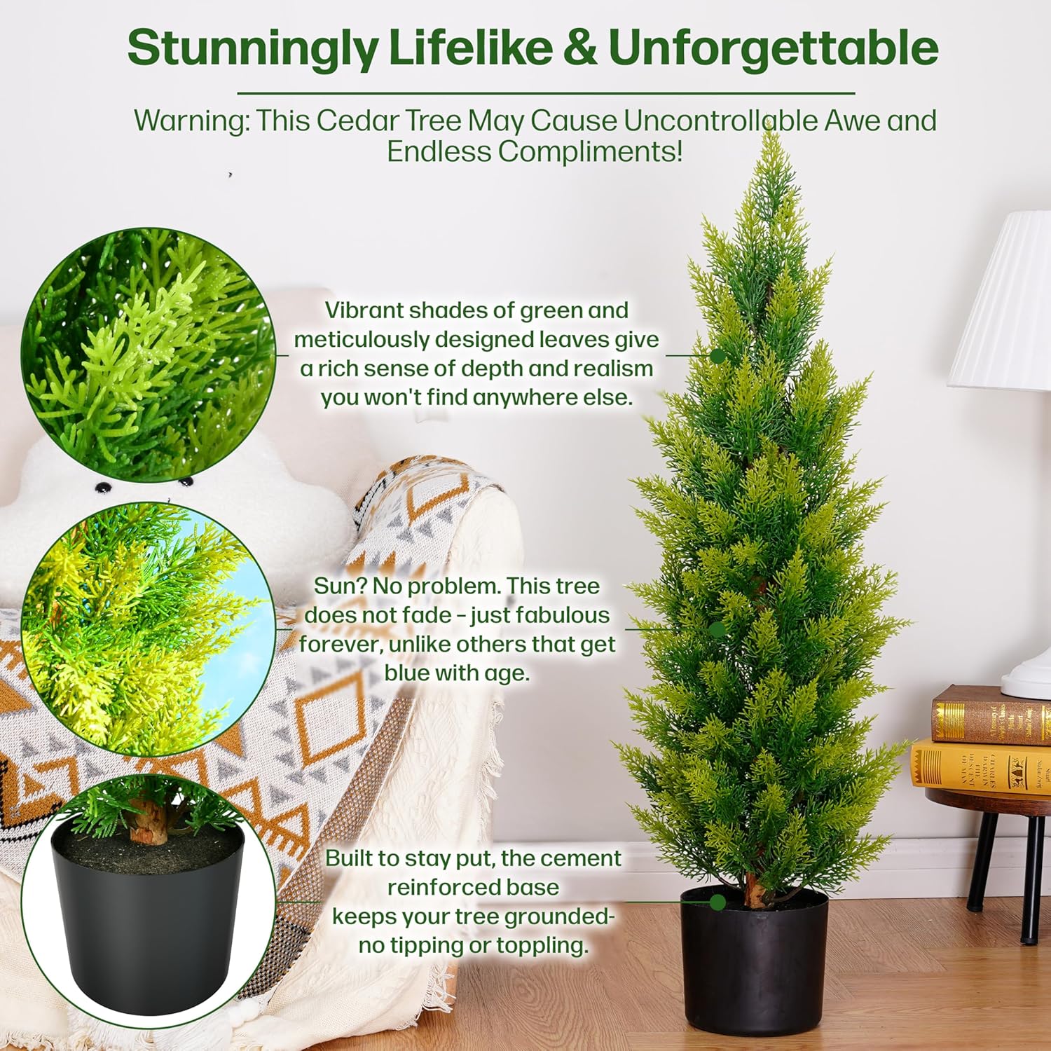 Kivana Artificial Cedar Tree 3ft Set of 2