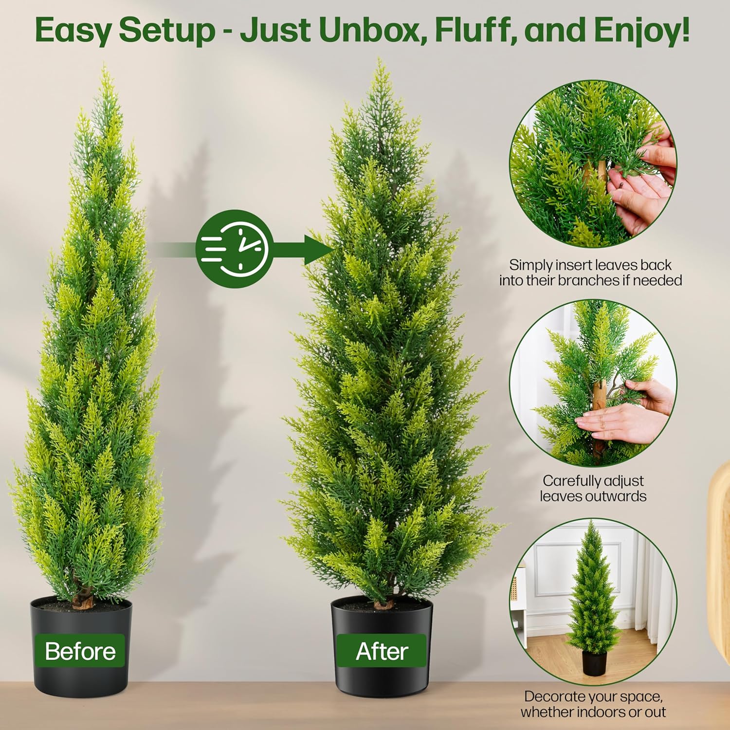 Kivana Artificial Cedar Tree 3ft Set of 2