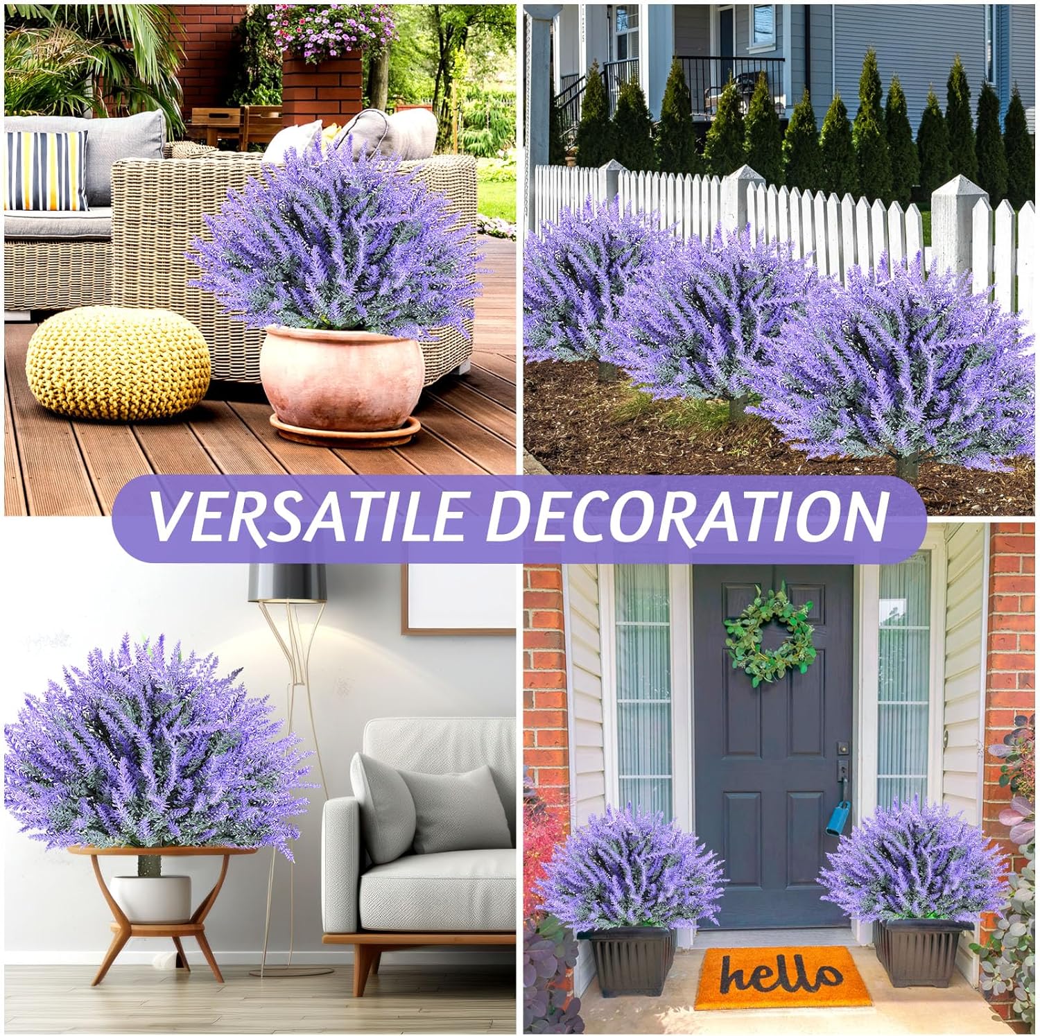 Yunlly 2 Pack 18 Inches Artificial Lavender Topiary Ball Trees