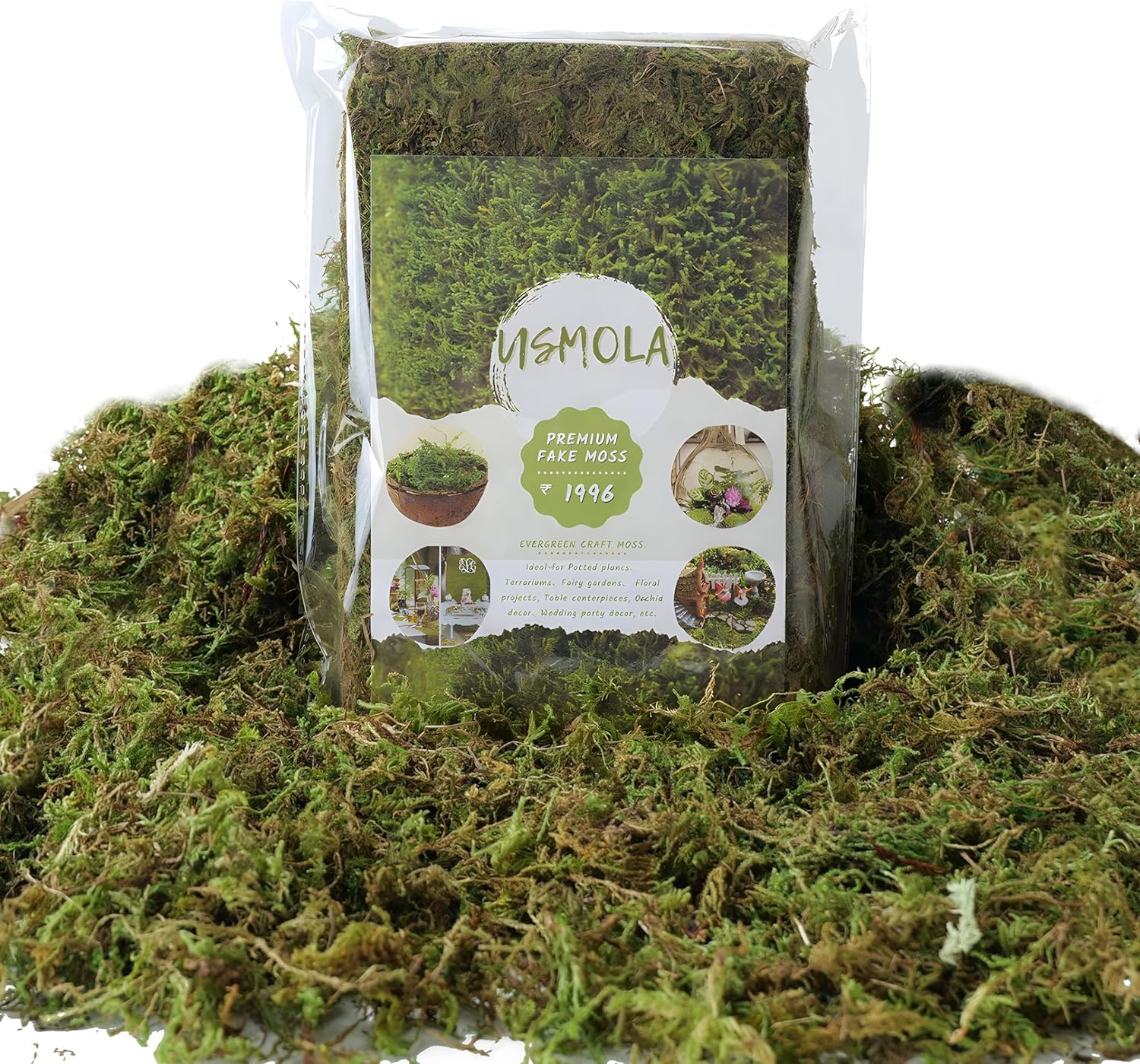 USMOLA Artificial Moss 8 Oz Green Moss for Decor
