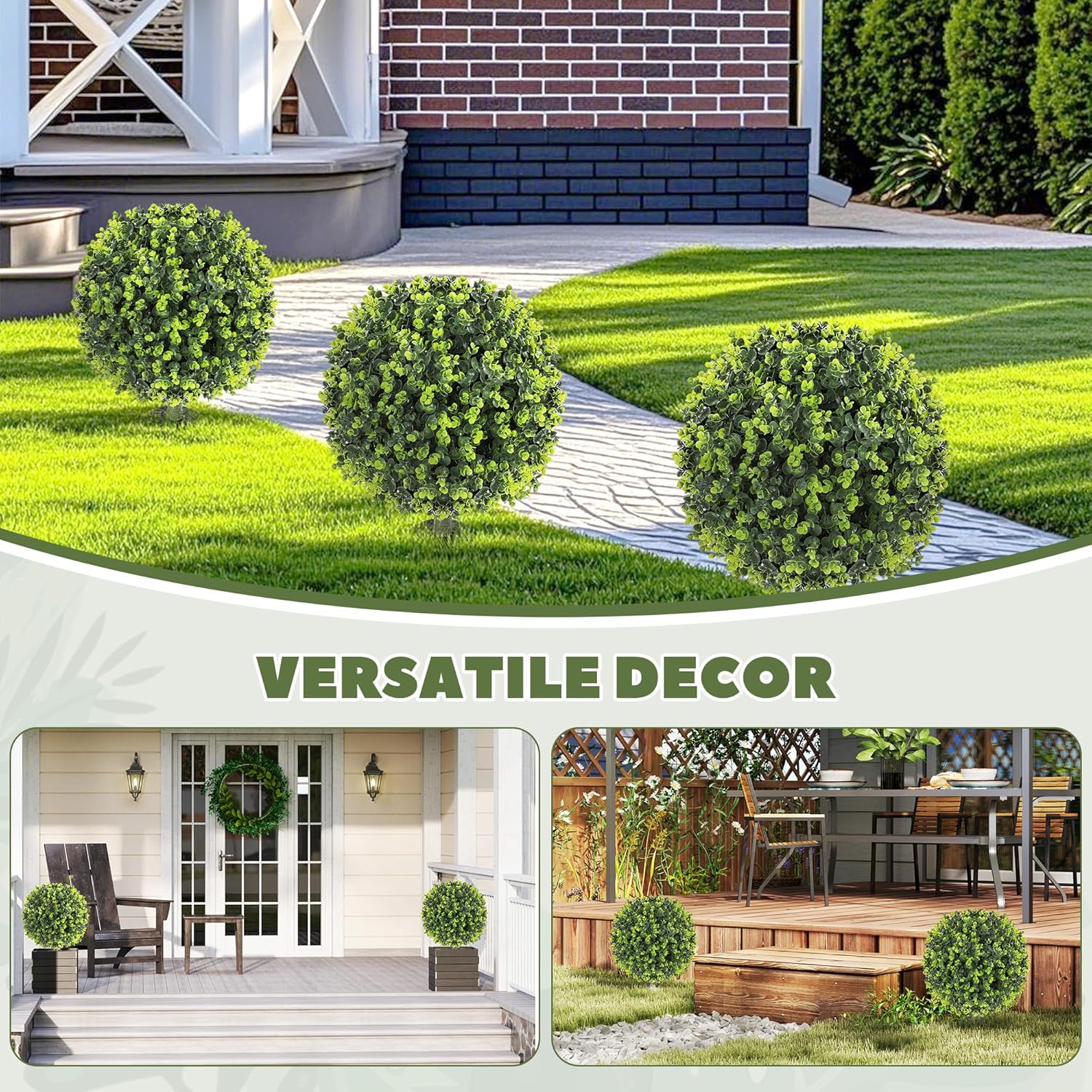 HOMCOM Artificial Boxwood Topiary Ball with Ground Stake