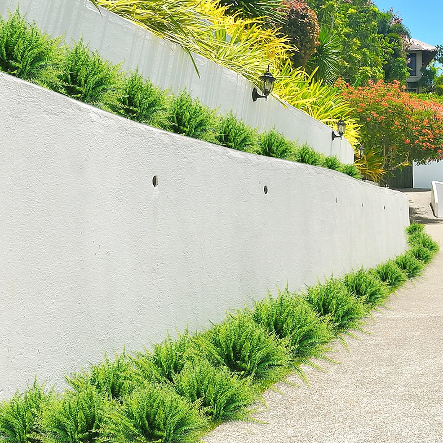 Coreland Artificial Boston Fern Plants 20Packs UV Resistant