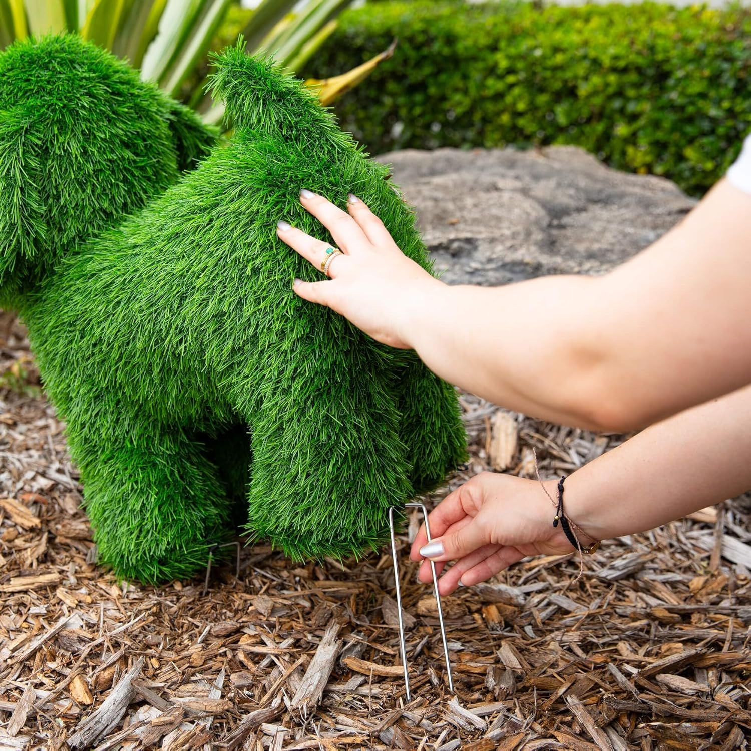 Nearly Natural 18in UV Resistant Artificial Grass Topiary Dog