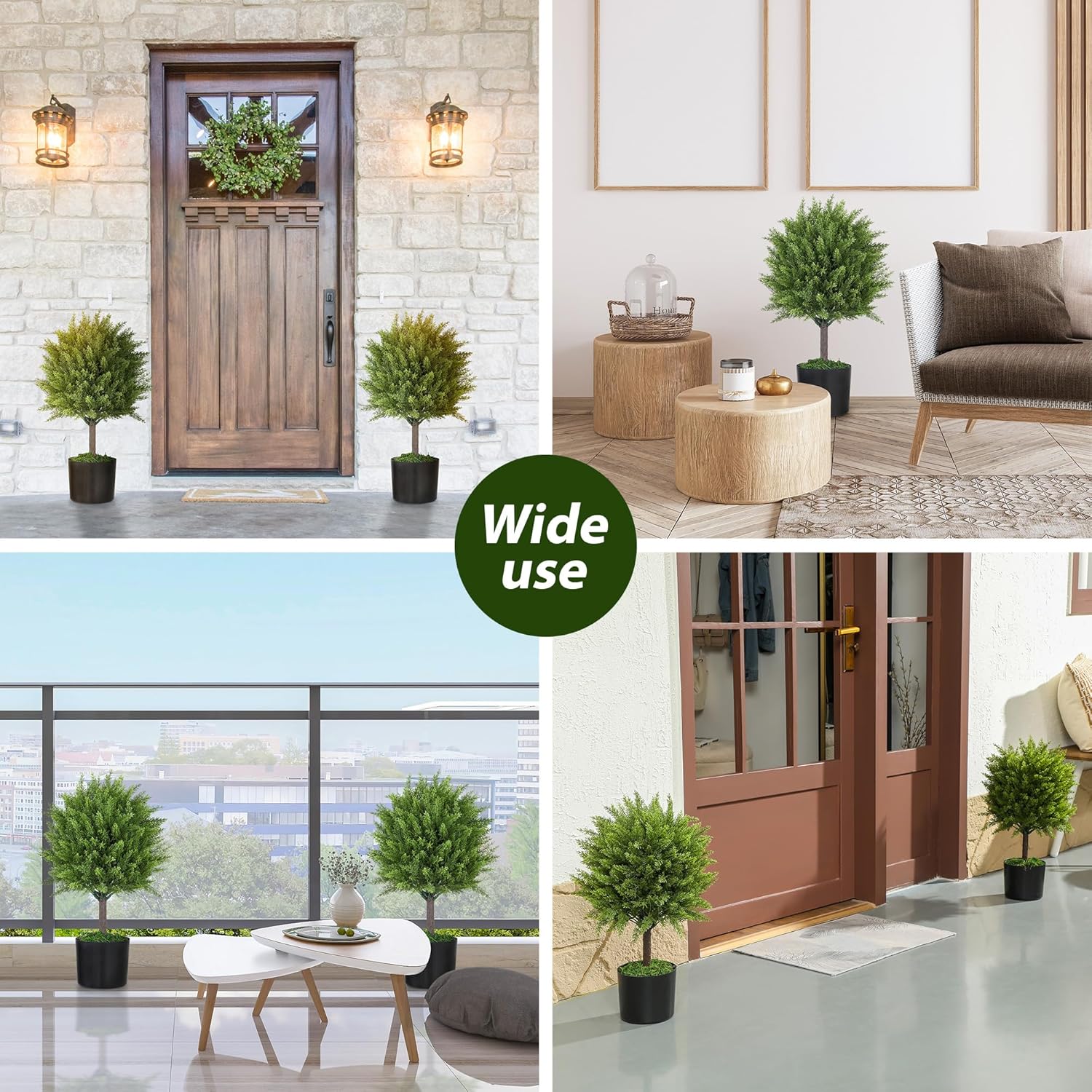 HOMCOM Artificial Topiary Set of 2 Indoor Outdoor Plants