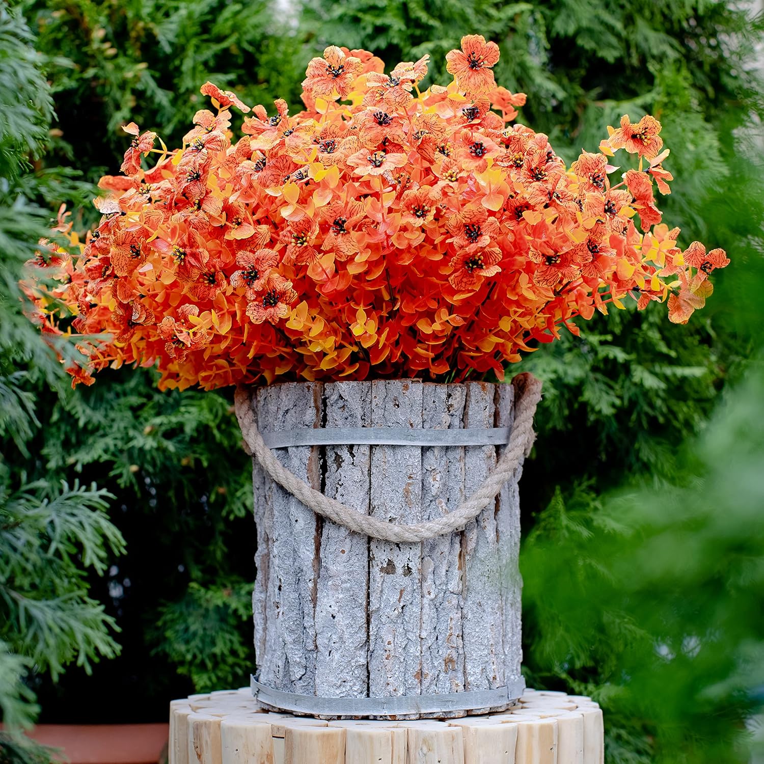 AXYLEX Artificial Fall Flowers 16 Bundle Outdoor Decor