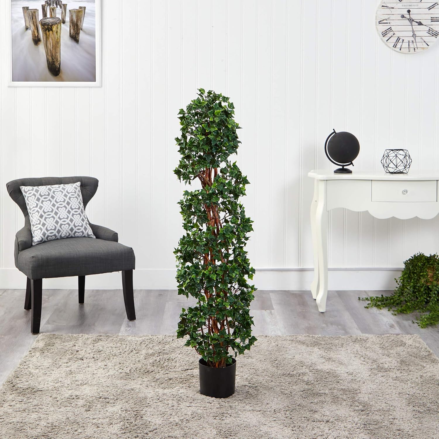 Nearly Natural 45ft English Ivy Spiral Topiary Artificial Tree