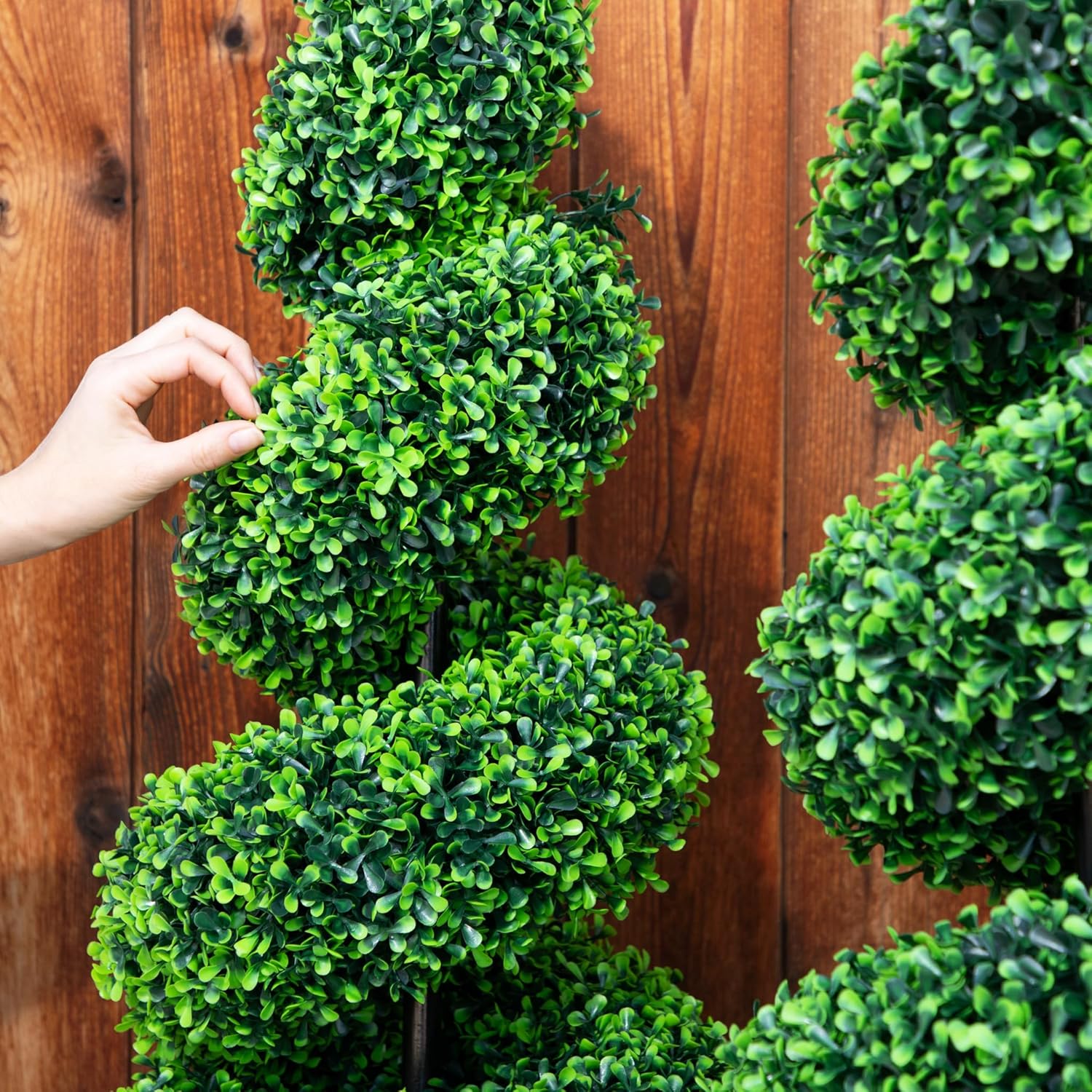 2-Pack Faux Boxwood Spiral Topiary Trees 3ft Tall