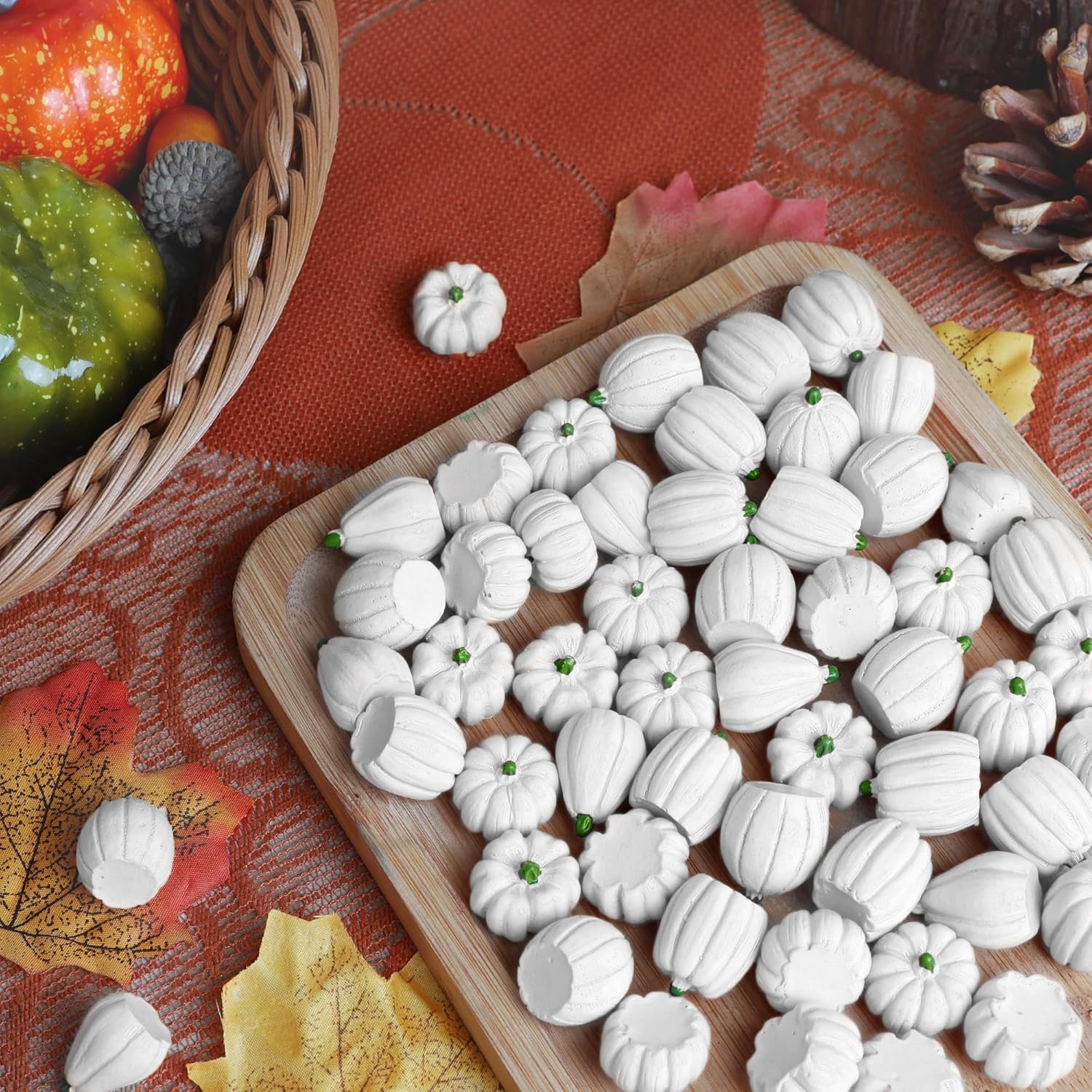 Winemana Mini Pumpkins Fall Decorations 80 Pack White