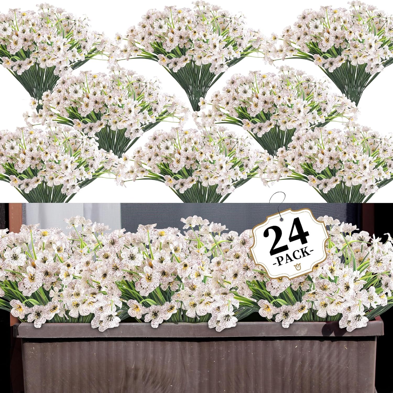 24 Bundle Artificial Flowers for Home Garden Decor