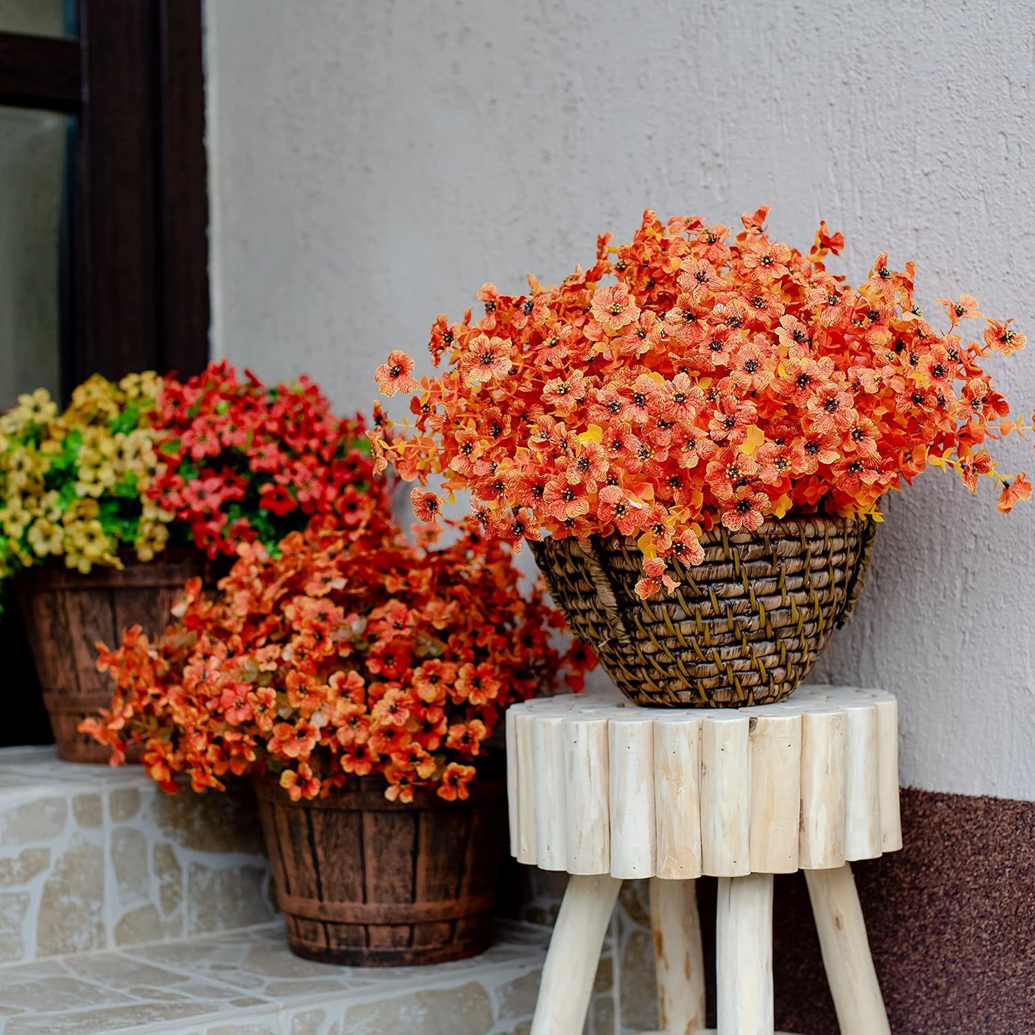 AXYLEX Artificial Fall Flowers 16 Bundle Outdoor Decor