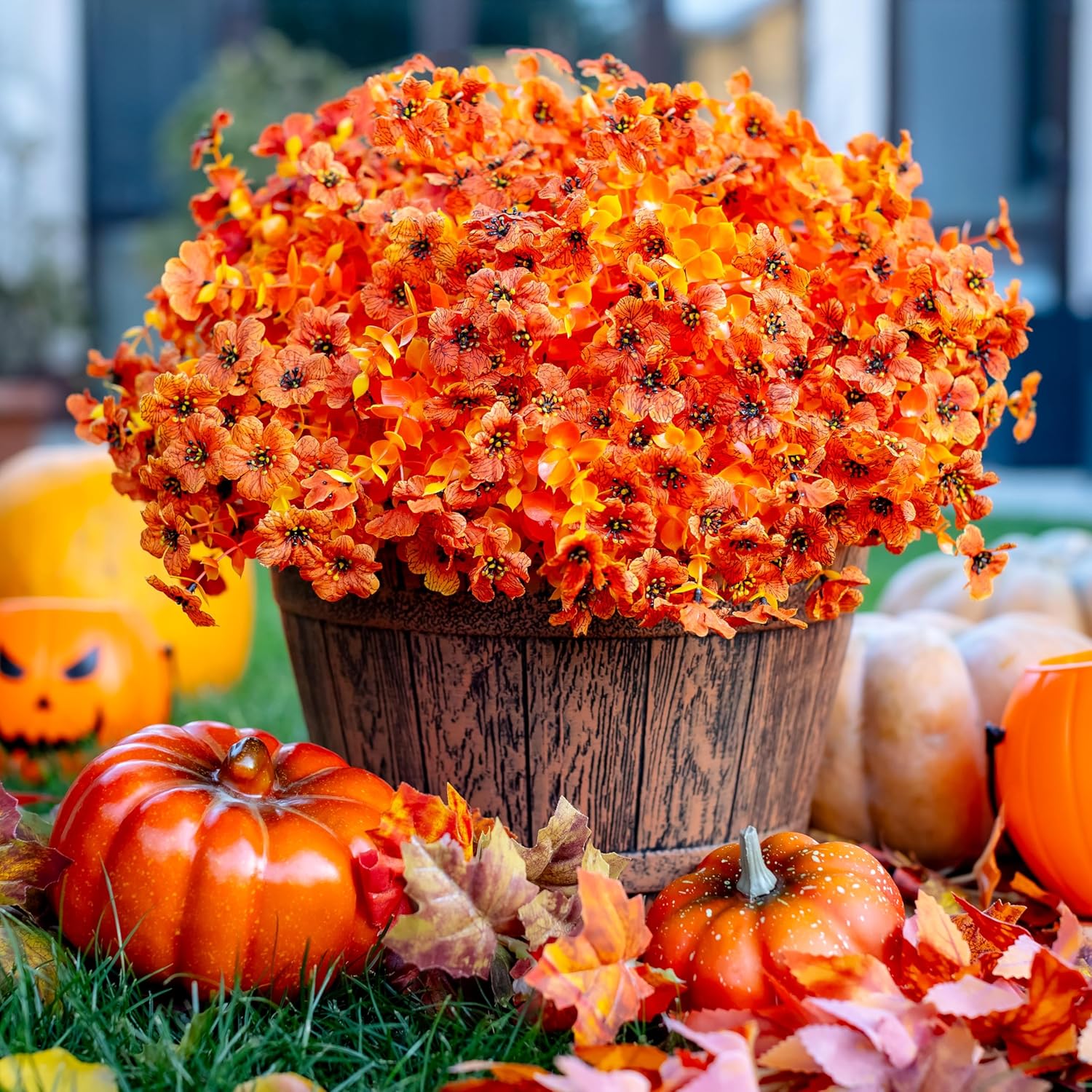 AXYLEX Artificial Fall Flowers 16 Bundle Outdoor Decor