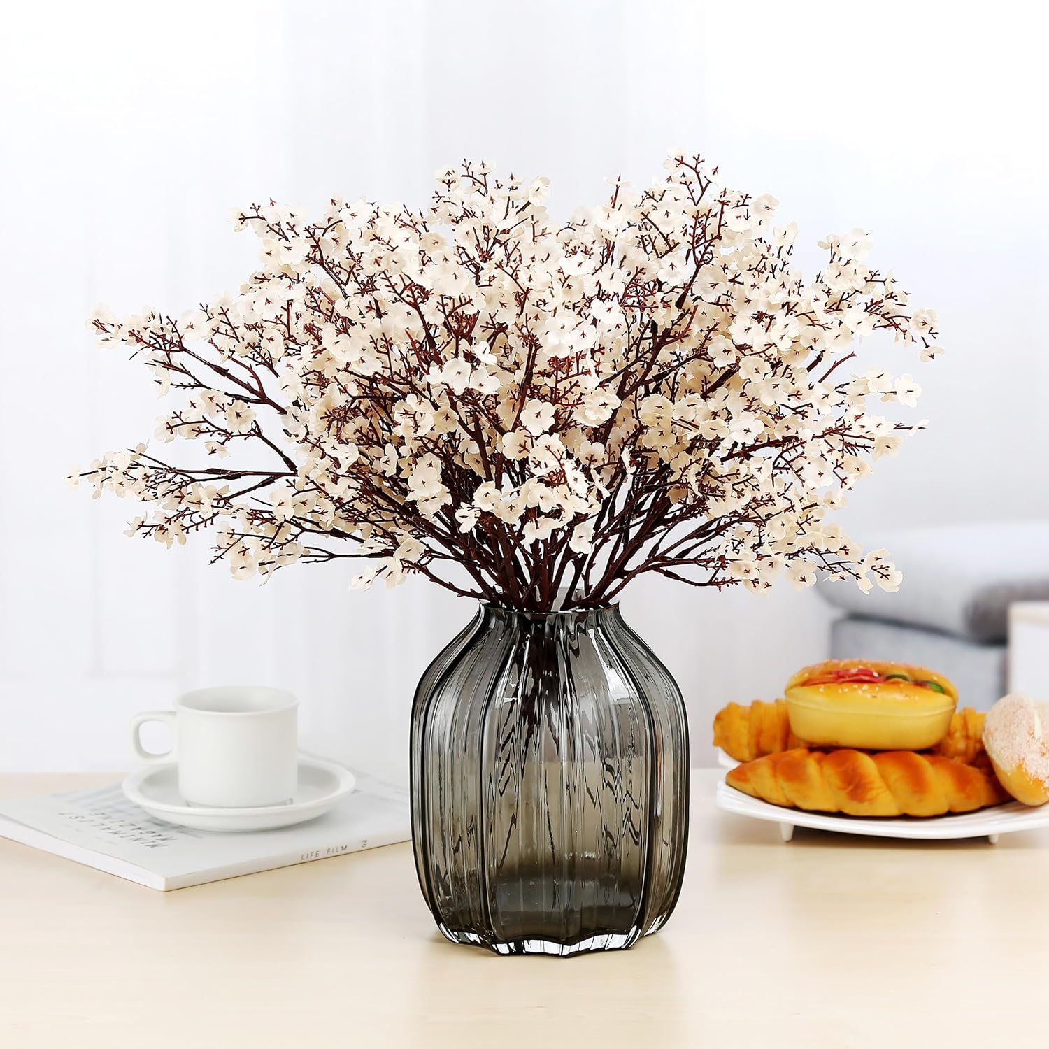 JAKY-Global Artificial Babys Breath Flowers 6 Bundle Beige