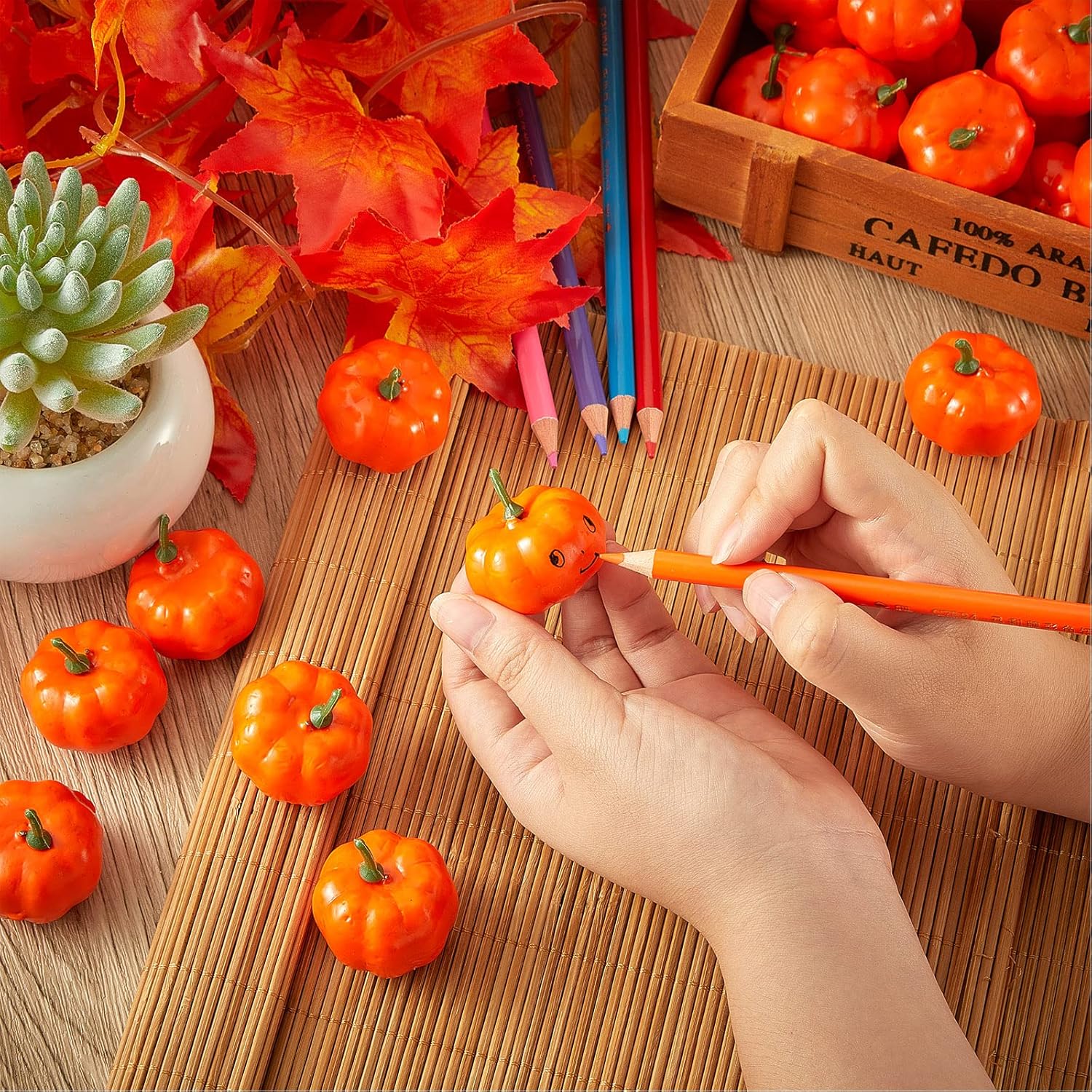 WILLBOND Artificial Mini Pumpkins 100 Pack Fall Decor