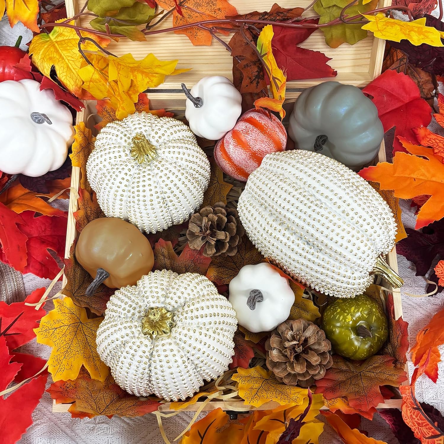 3PCS Resin Pumpkin Decor Fall Table Centerpiece