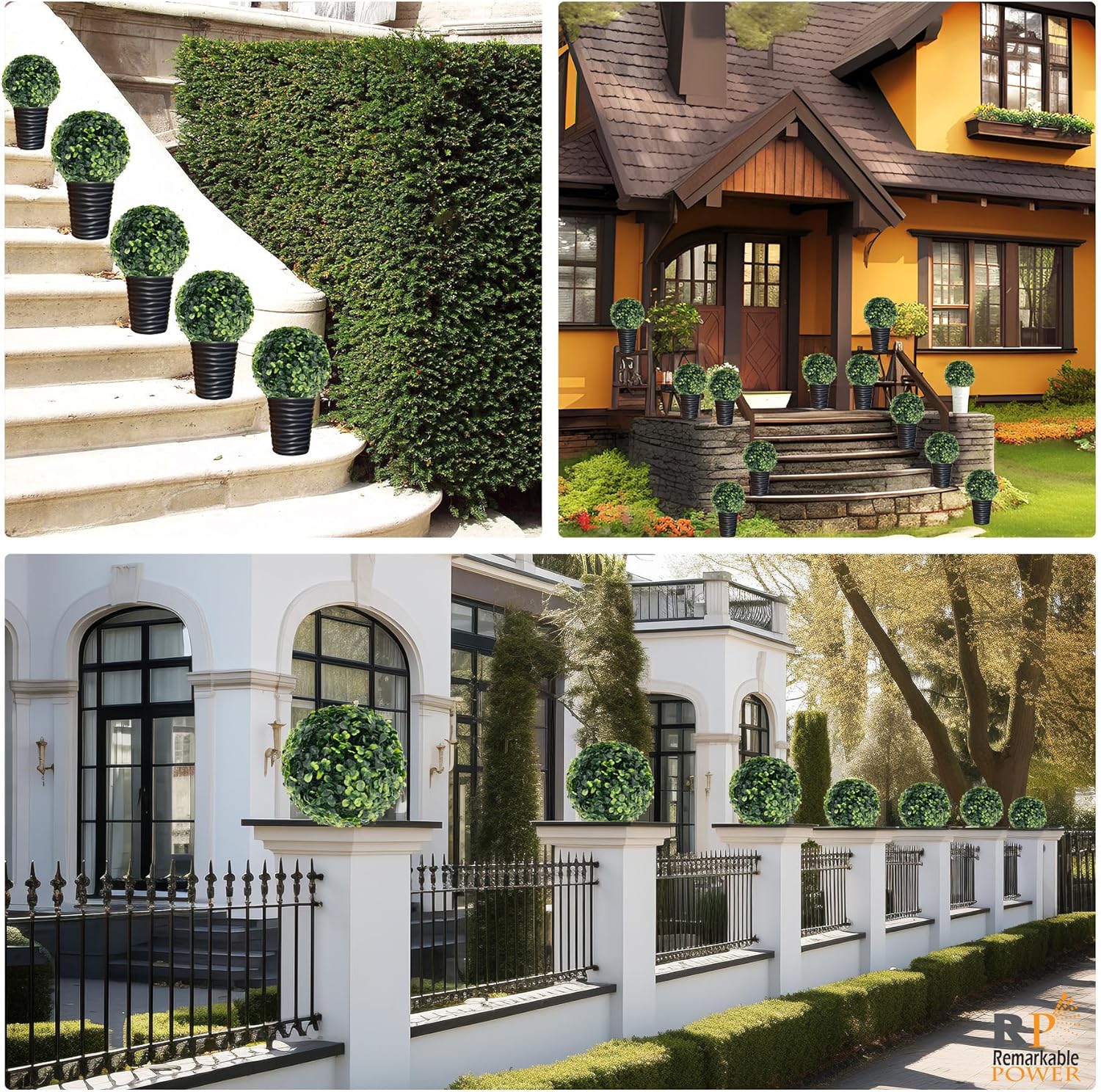 RP Remarkable Power 8 Pack Artificial Boxwood Topiary Balls
