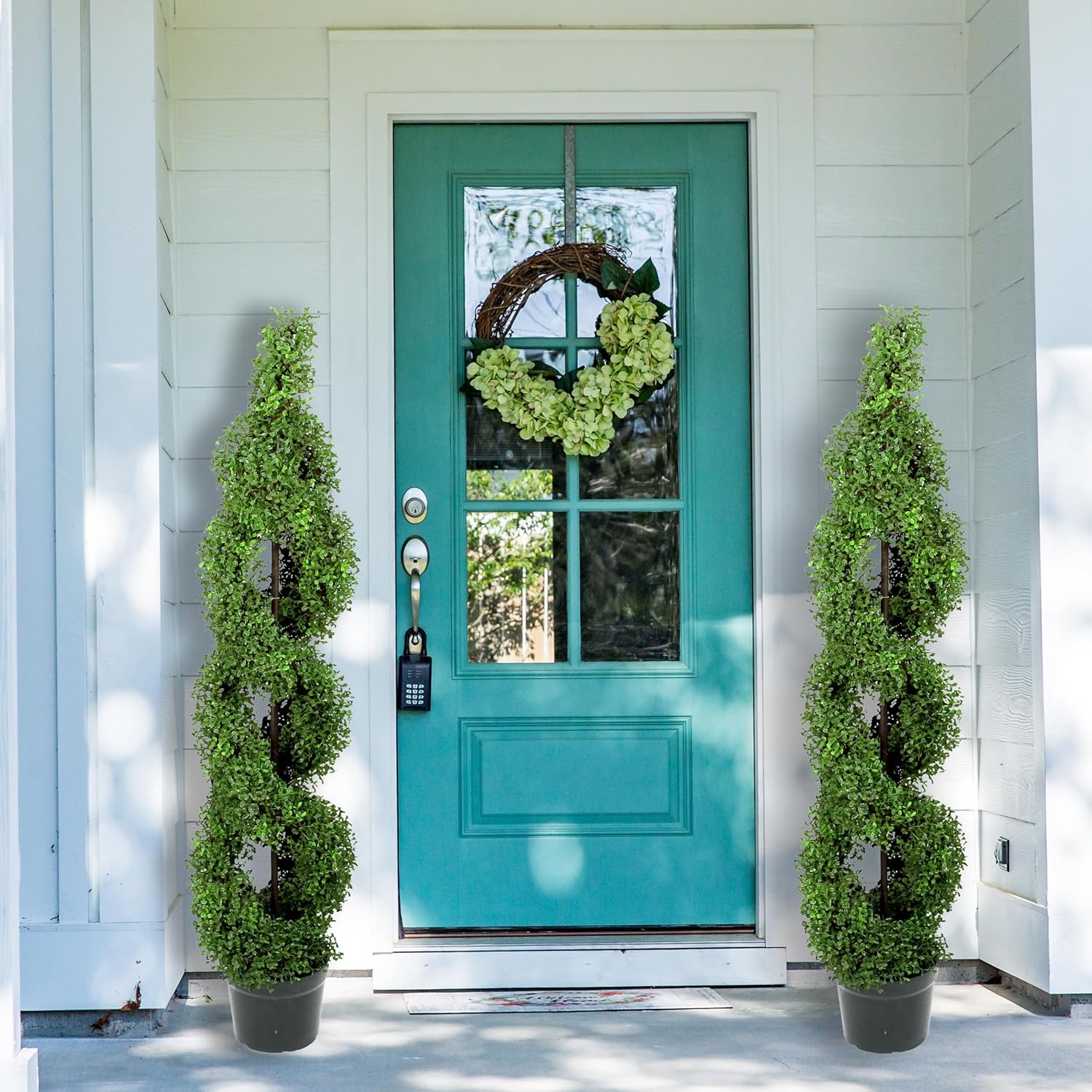 Admired By Nature 5 Foot Artificial Boxwood Topiary Tree with Spiral Design