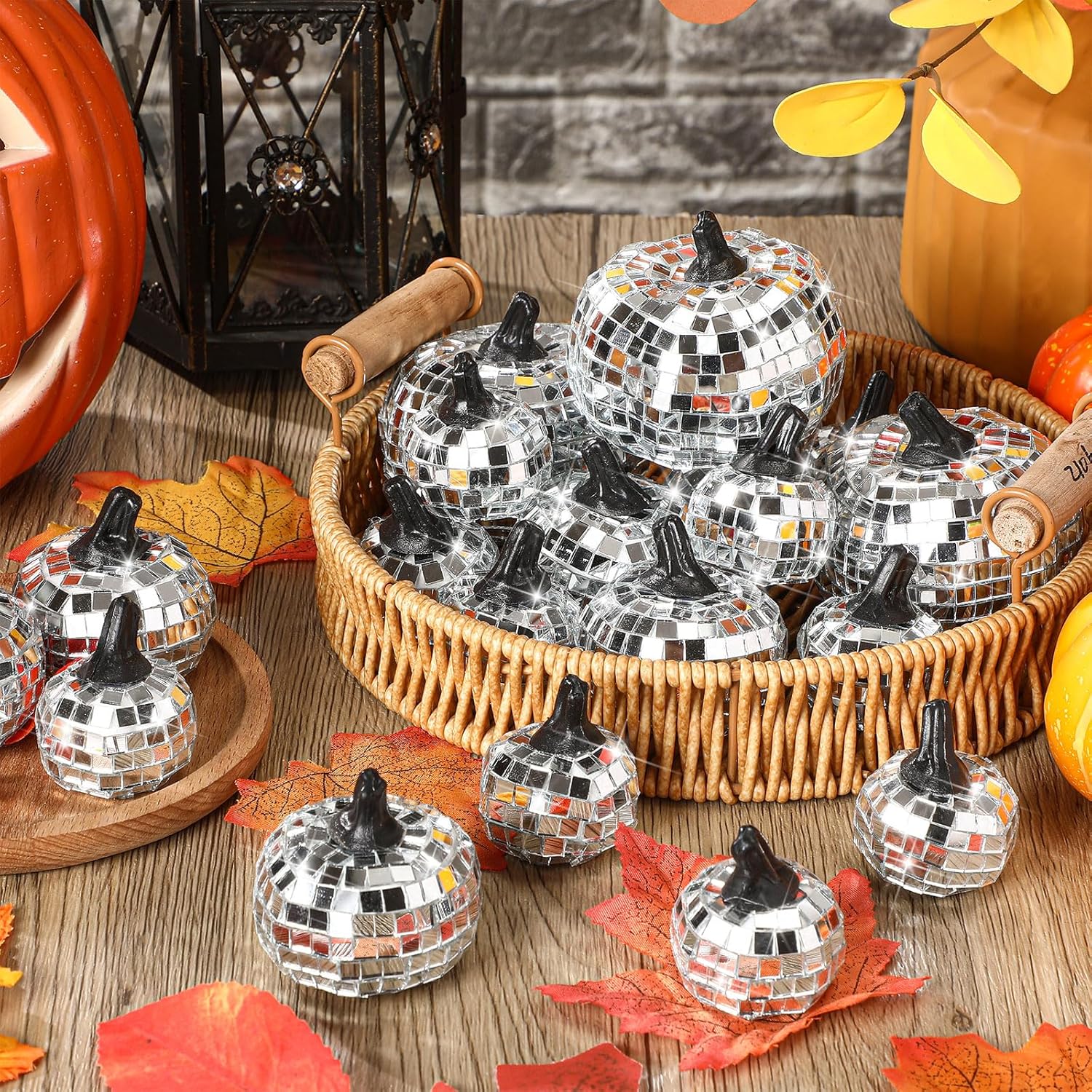 Geelin 20 Pcs Silver Disco Pumpkins Decor